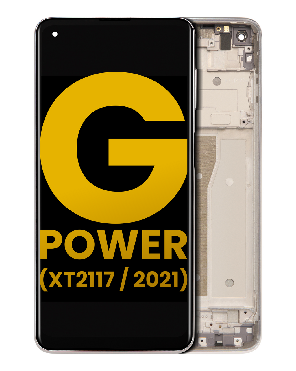 LCD Display with Frame for Motorola Moto G Power (XT2117 / 2021) (Refurbished) (Polar Silver)