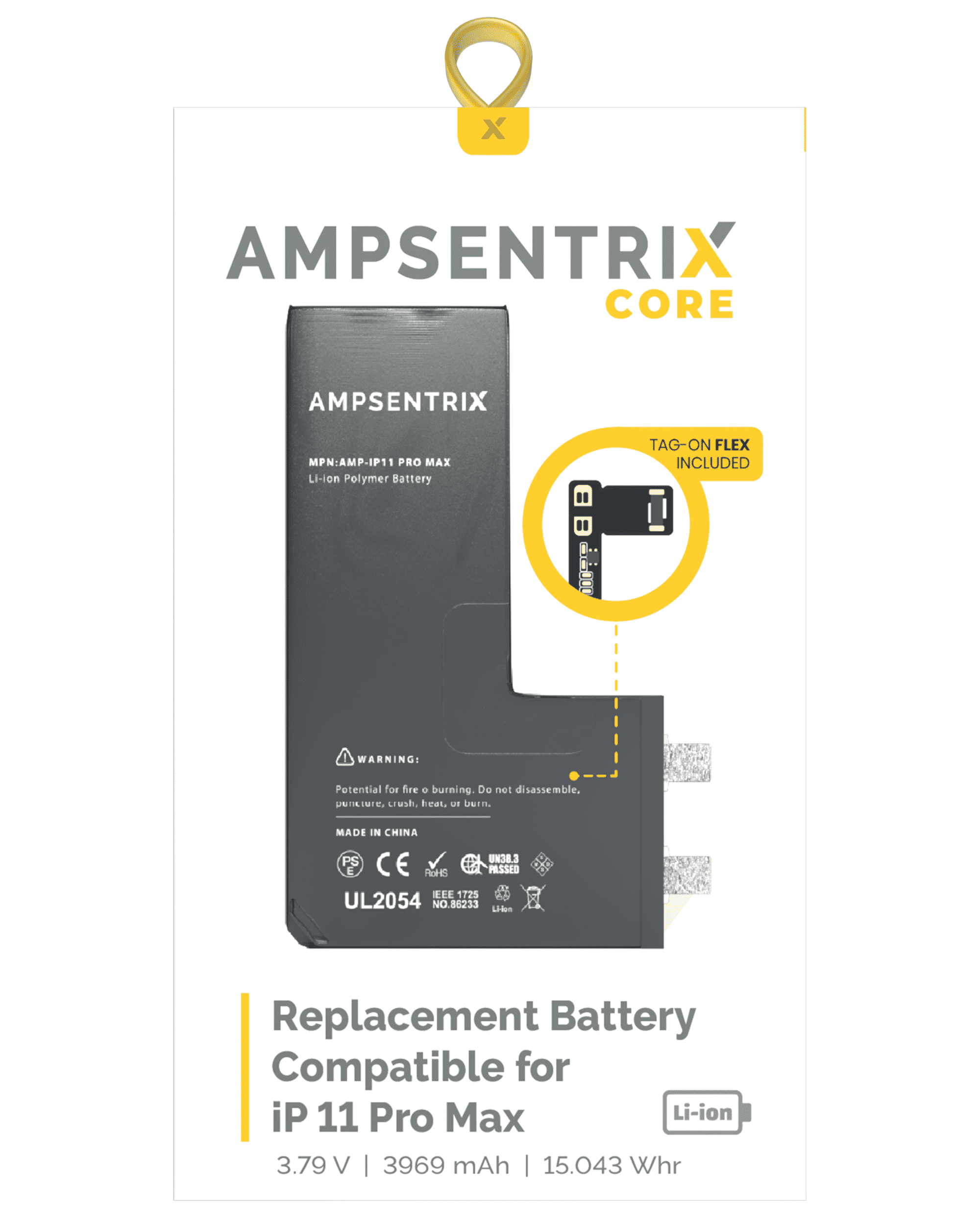Batteriekern f. iPhone 11 Pro Max, Punktschweißen, AmpSentrix Core