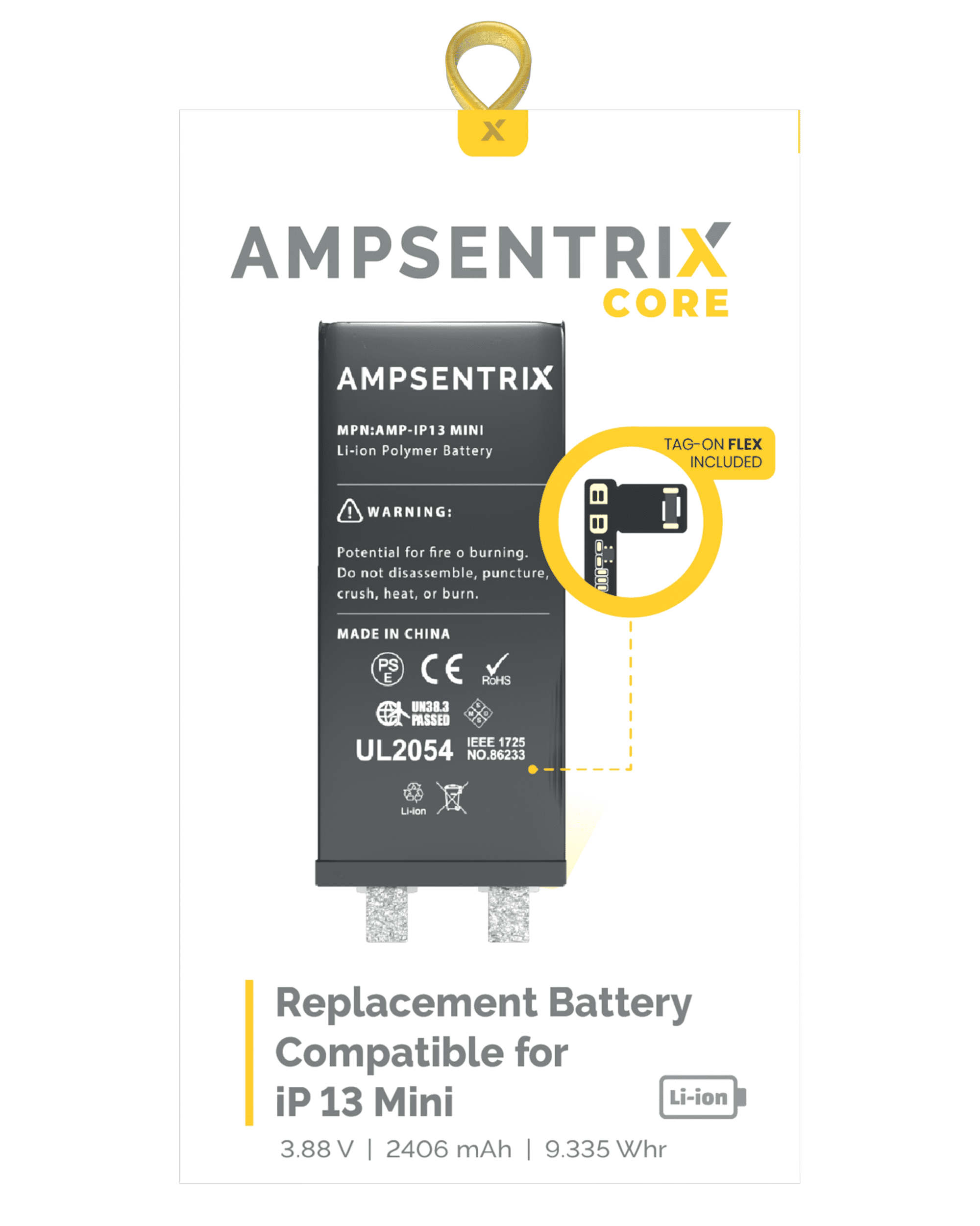 Ersatzakku Core mit Tag-On Flex für iPhone 13 Mini (Punktschweißen)