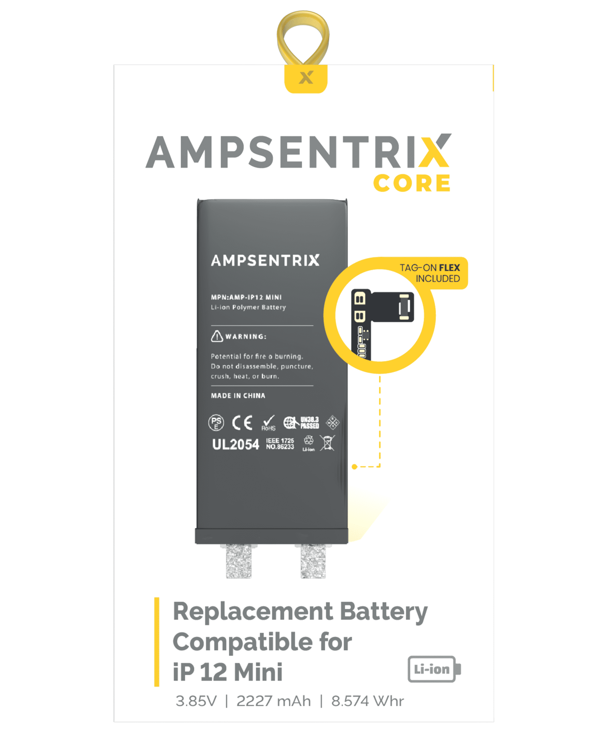 Ersatzakku Core mit Tag-On Flex für iPhone 12 Mini (Punktschweißen nötig)