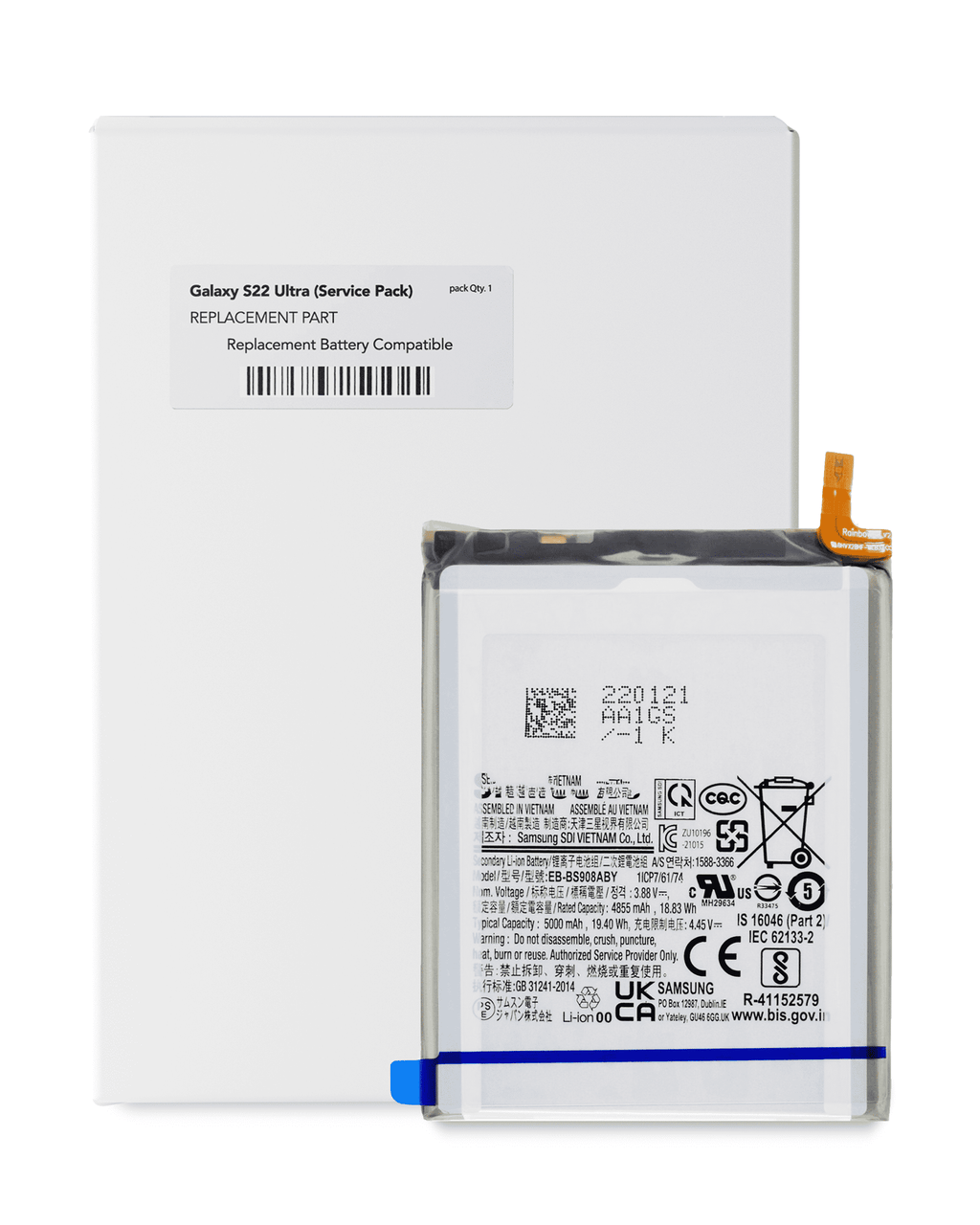 Ersatzakku für Samsung Galaxy S22 Ultra 5G (EB-BS908ABY) (Service Pack)