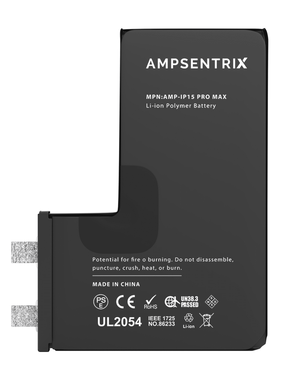 Replacement battery for iPhone 15 Pro Max (spot welding required) (AmpSentrix Core Extended)