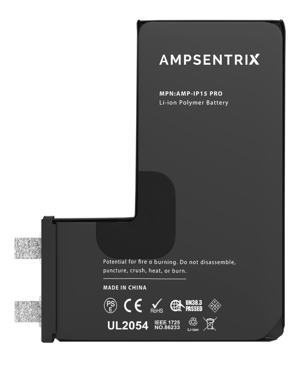 Ersatzakku für iPhone 15 Pro (Punktschweißen nötig) AmpSentrix Core