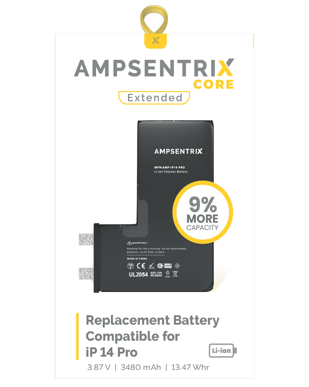 Replacement Battery for iPhone 14 Pro (Spot Welding Required) (AmpSentrix Core Extended)