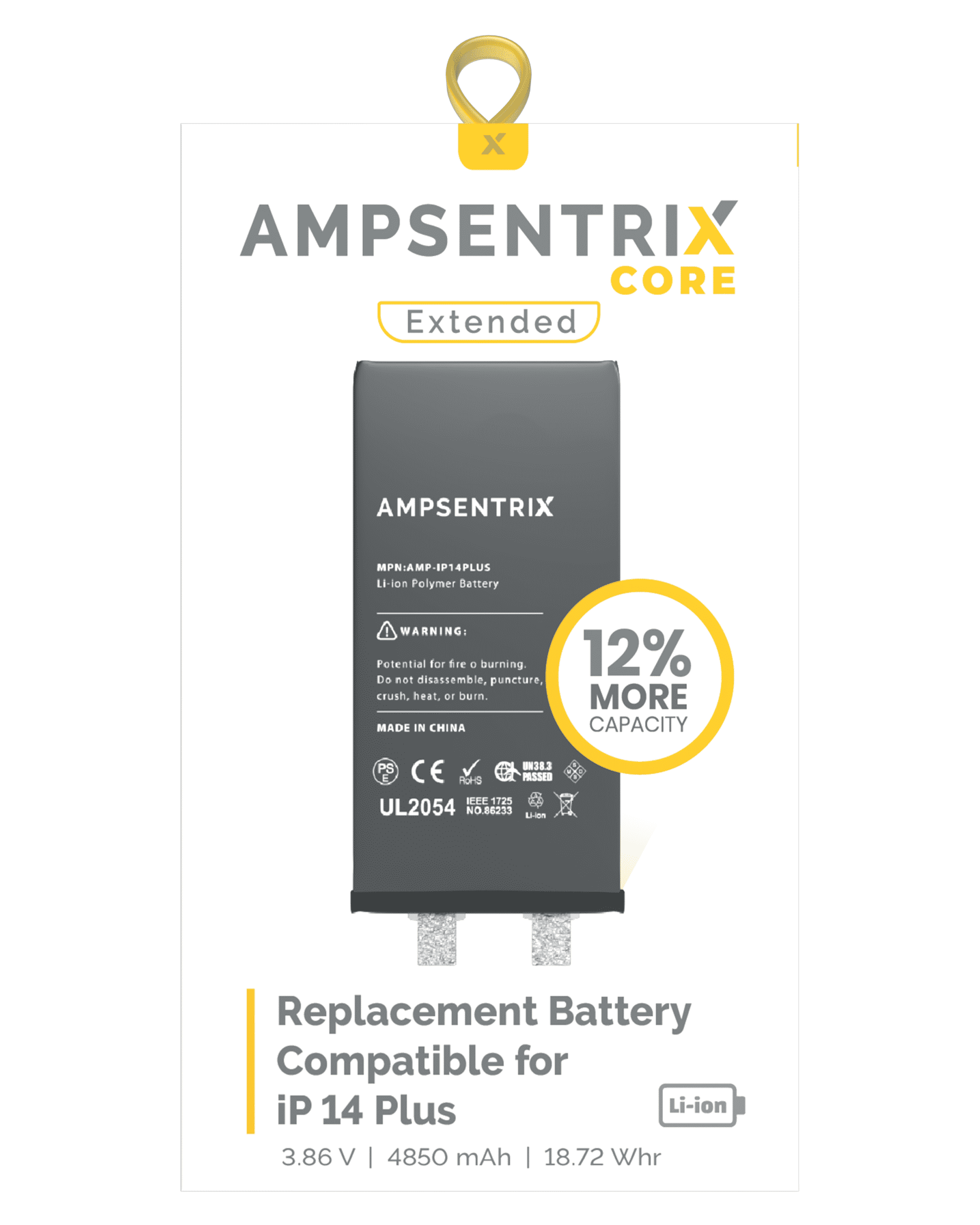 Replacement Battery for iPhone 14 Plus (Spot Welding Required) – AmpSentrix Core Extended