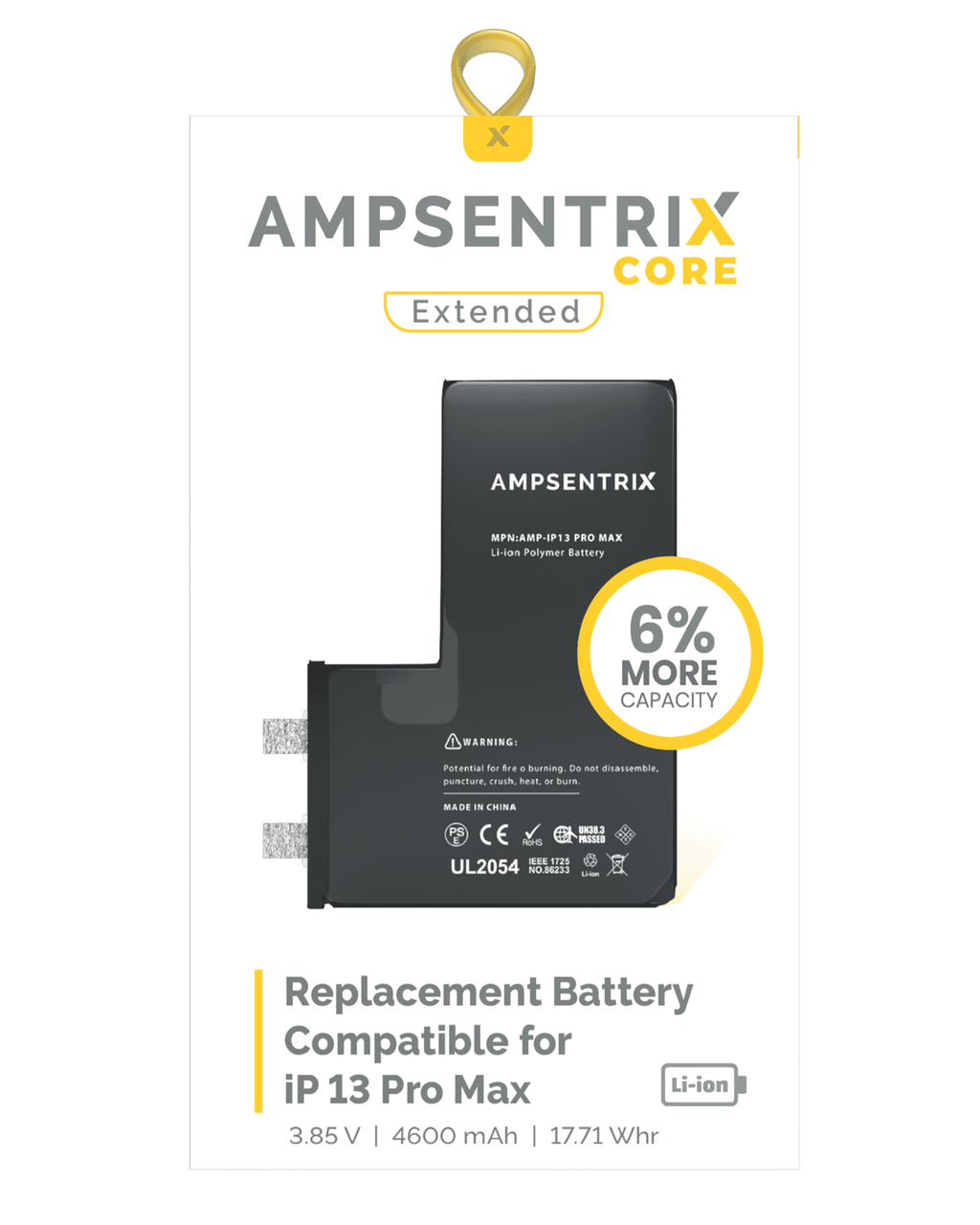 Replacement Battery for iPhone 13 Pro Max (Spot Welding Required) – AmpSentrix Core Extended