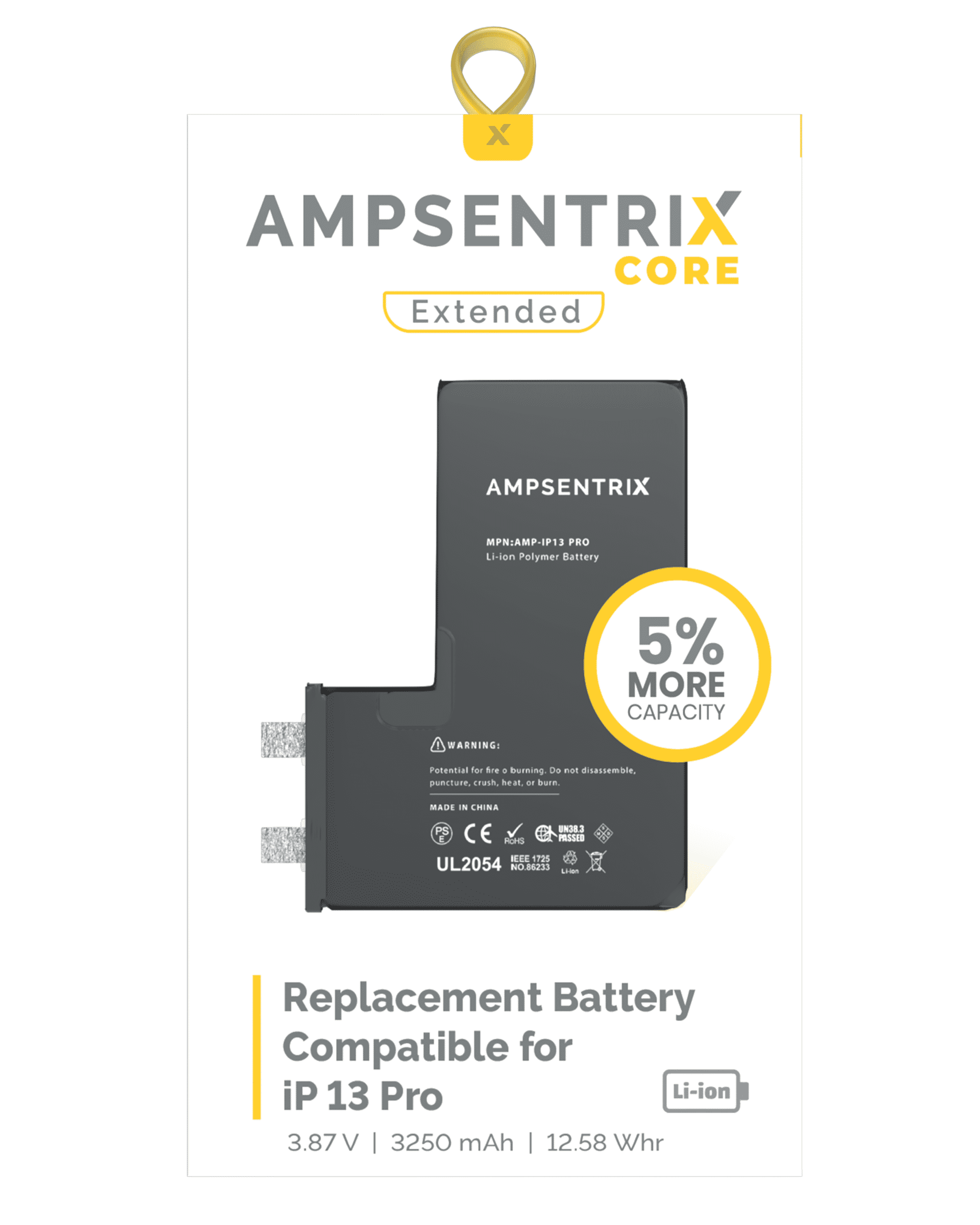 Replacement Battery for iPhone 13 Pro (Spot Welding Required) (AmpSentrix Core Extended)