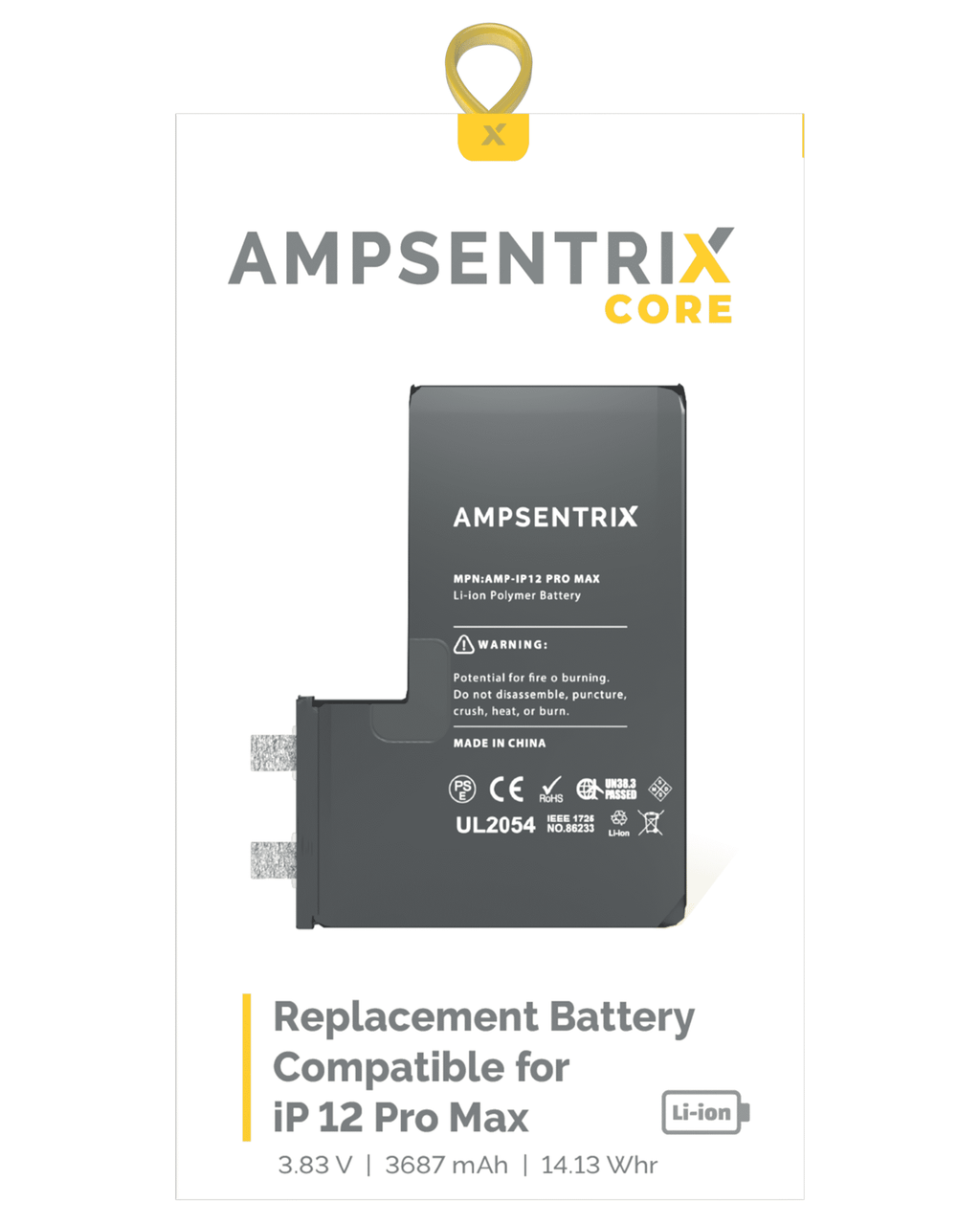 Replacement Battery Core for iPhone 12 Pro Max (Spot Welding Required) - AmpSentrix Core