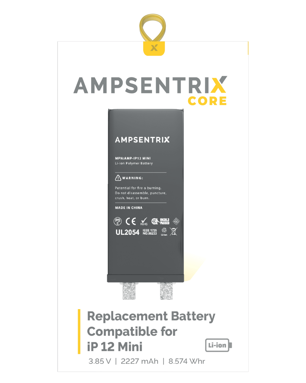 Replacement Battery Core for iPhone 12 Mini (Spot Welding Required) (AmpSentrix Core)