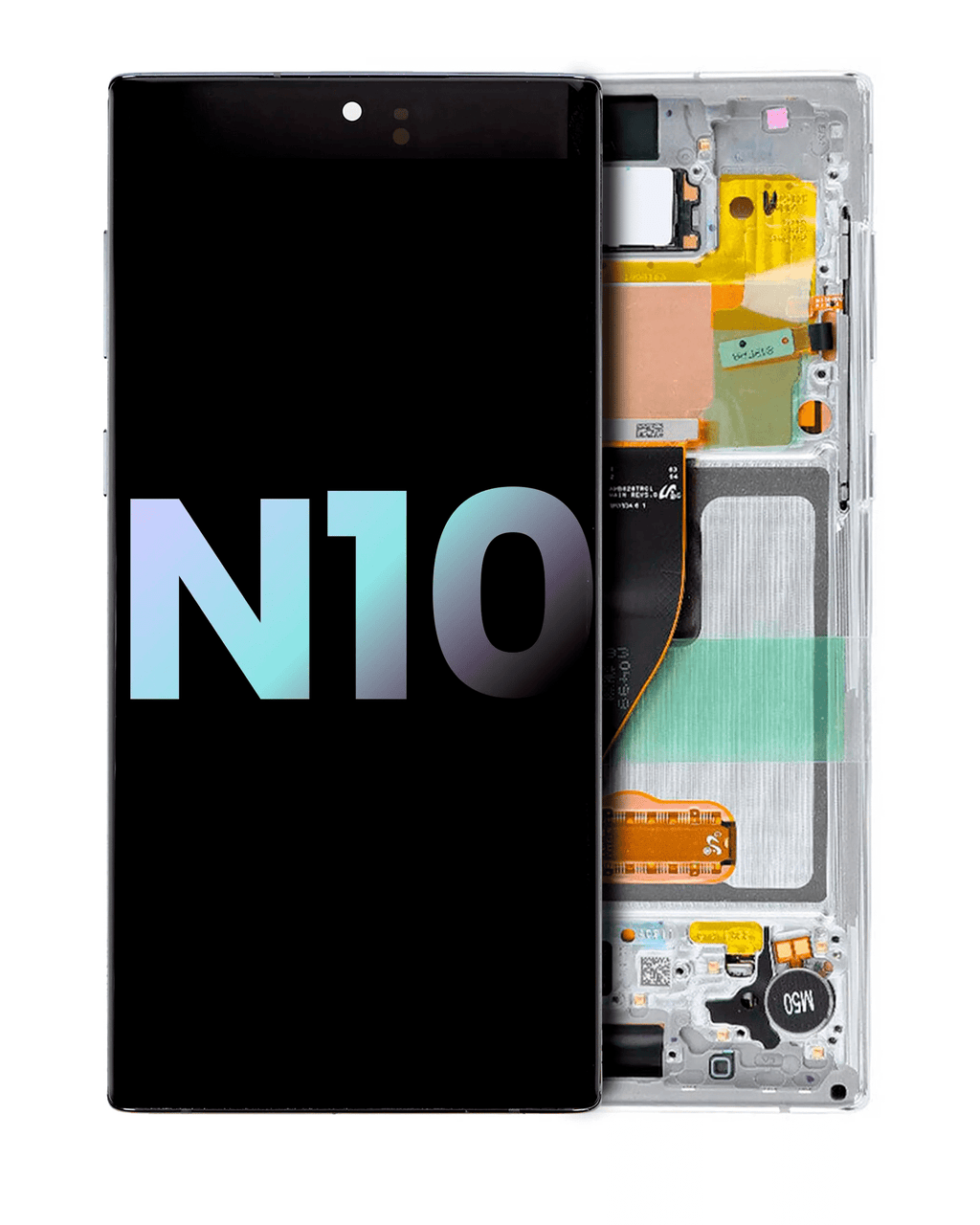 OLED-Display mit Rahmen für Samsung Galaxy Note 10 (Service Pack) (Aura White)