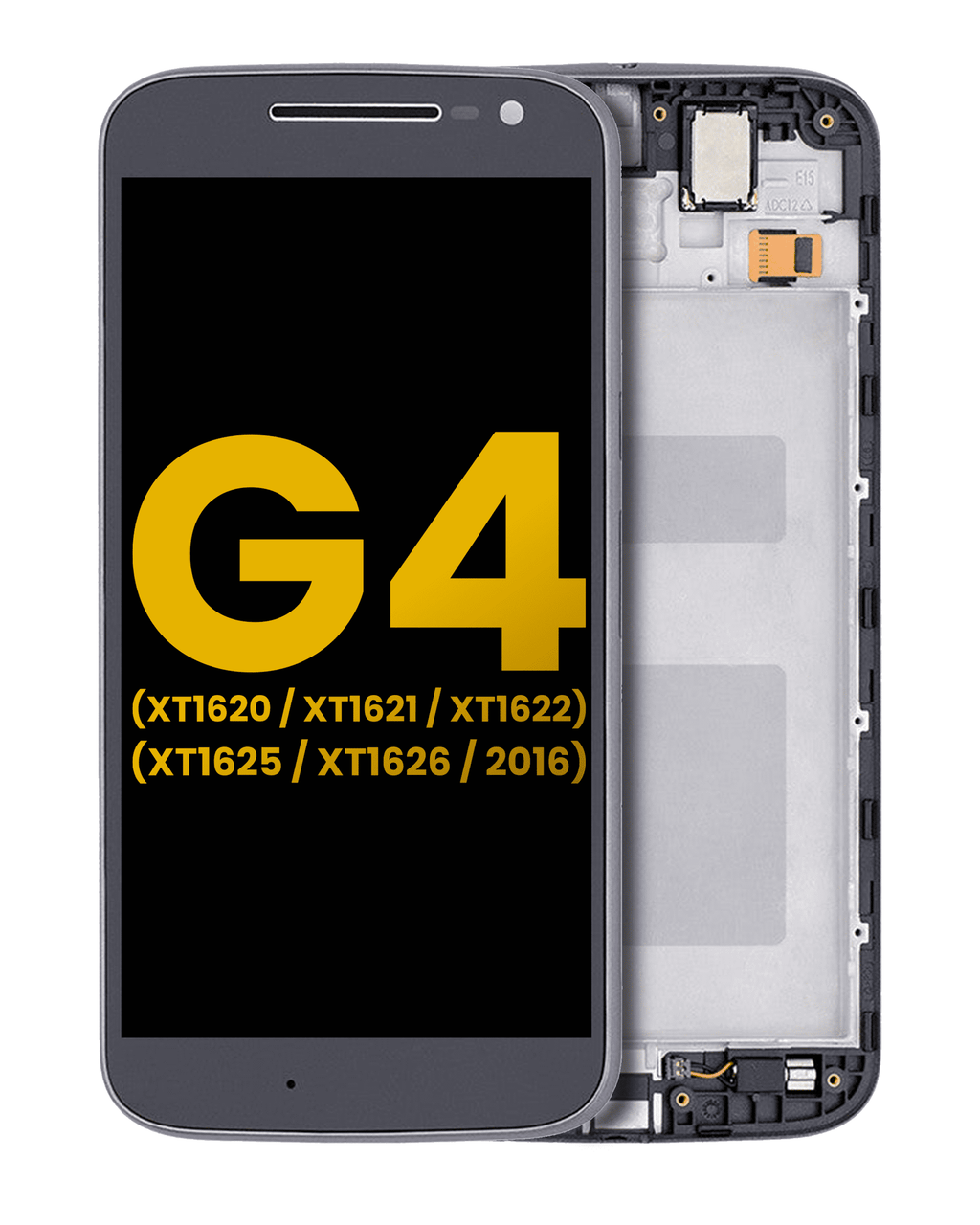 LCD mit Rahmen f. Motorola Moto G4 (2016) wiederaufbereitet schwarz
