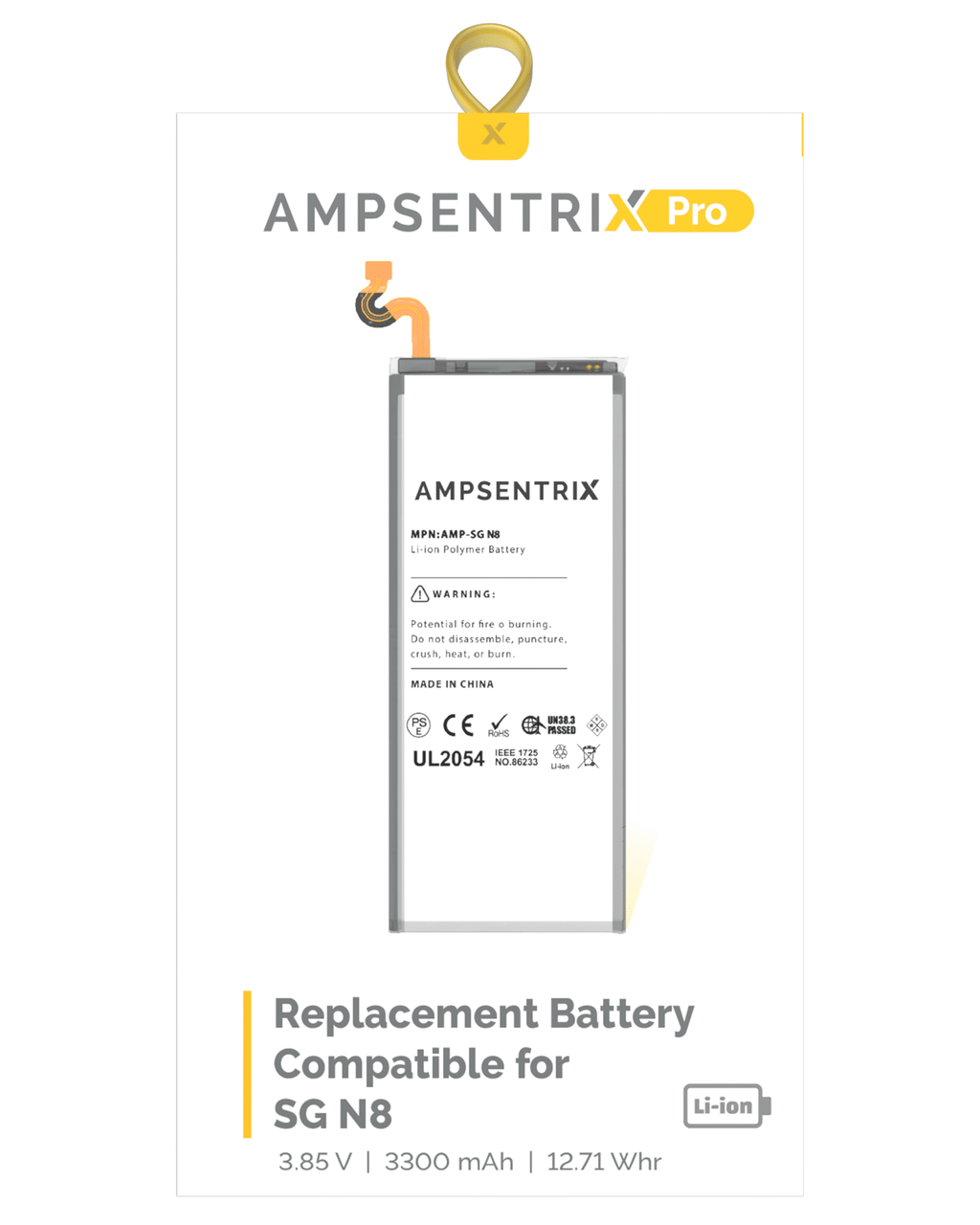 AmpSentrix Pro Replacement Battery for Samsung Galaxy Note 8