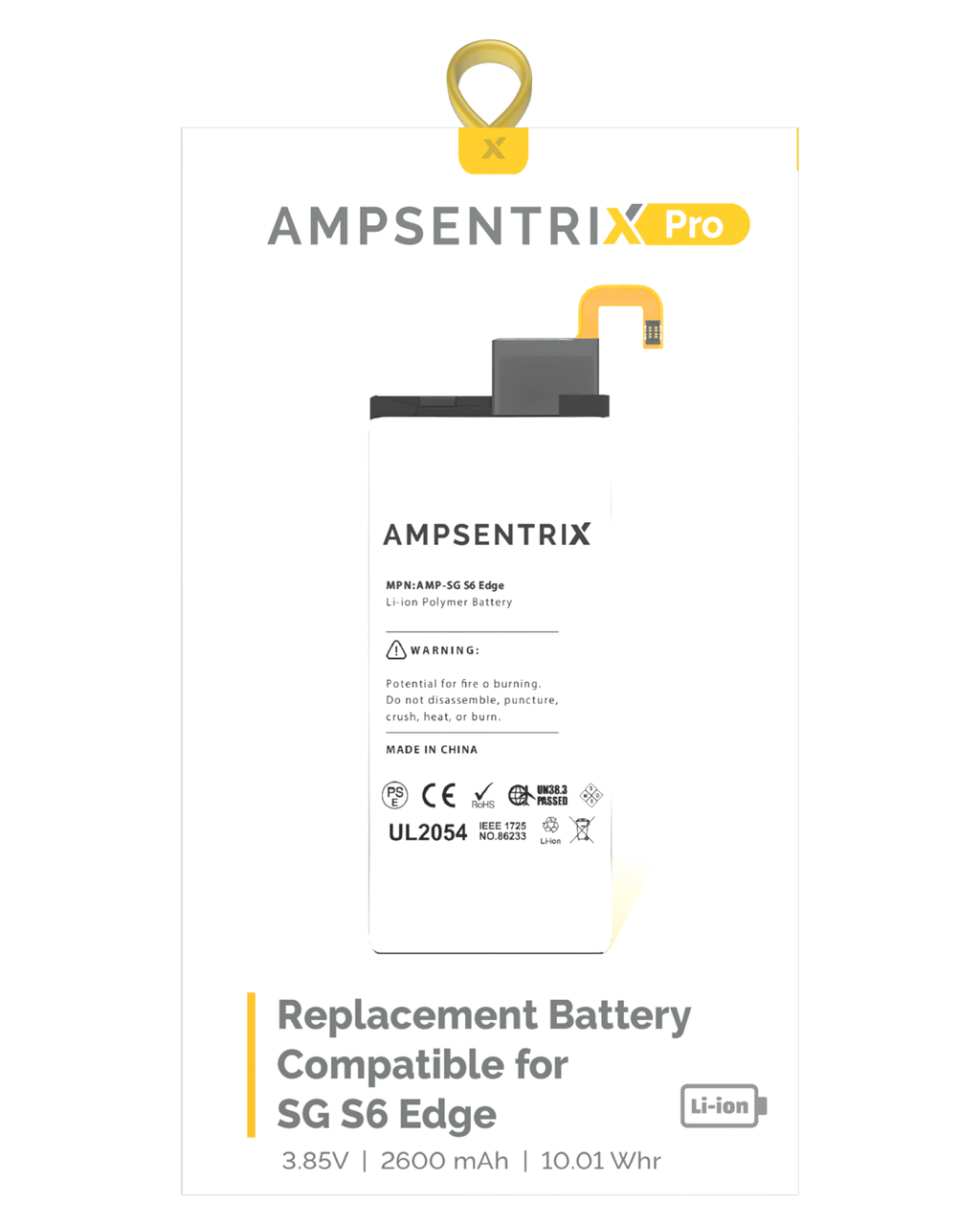 Replacement battery for Samsung Galaxy S6 Edge (AmpSentrix Pro)