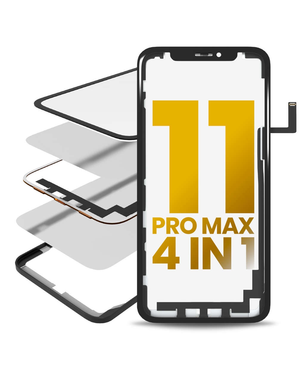4-in-1 Long Flex Display m. Rahmen für iPhone 11 Pro Max (OCA Master, A)