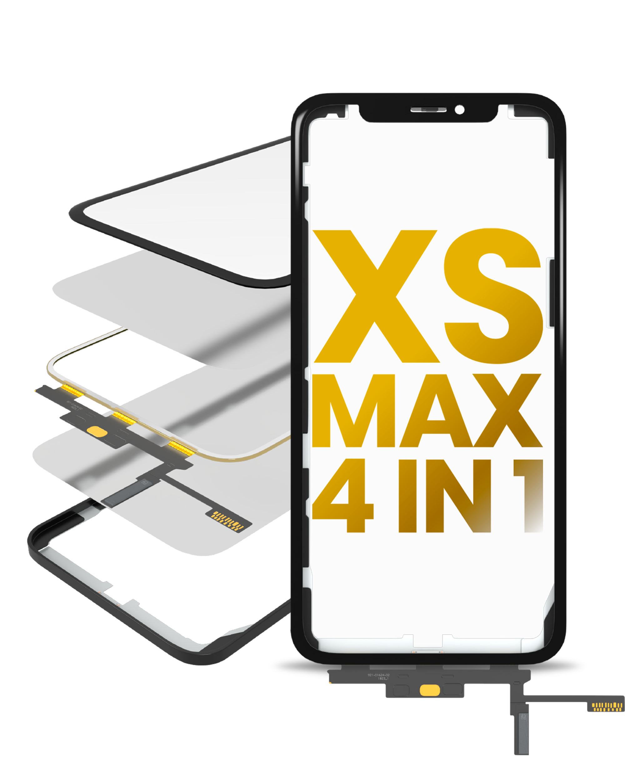 4 in 1 Short Flex mit Touch, Glas, OCA & Rahmen für iPhone XS Max - OCA Master