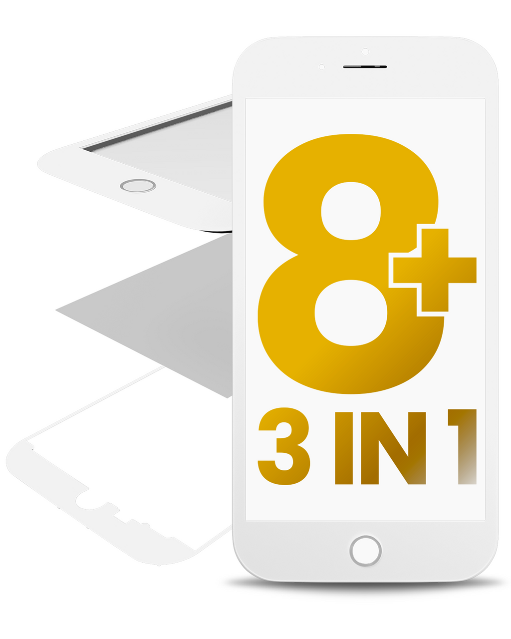 3-in-1 Glass with OCA and Frame for iPhone 8 Plus (OCA Master) 2-Pack White