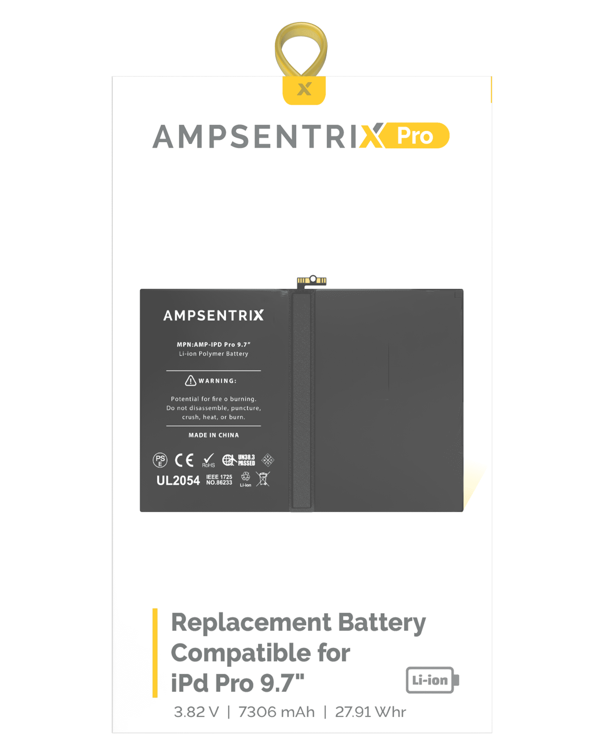 Replacement battery for iPad Pro 9.7" (AmpSentrix Pro)