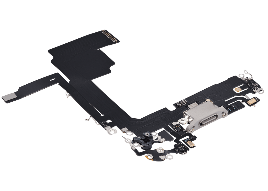 Ladebuchse Flexkabel für iPhone 15 Pro (Aftermarket Plus) (Weiß Titanium)