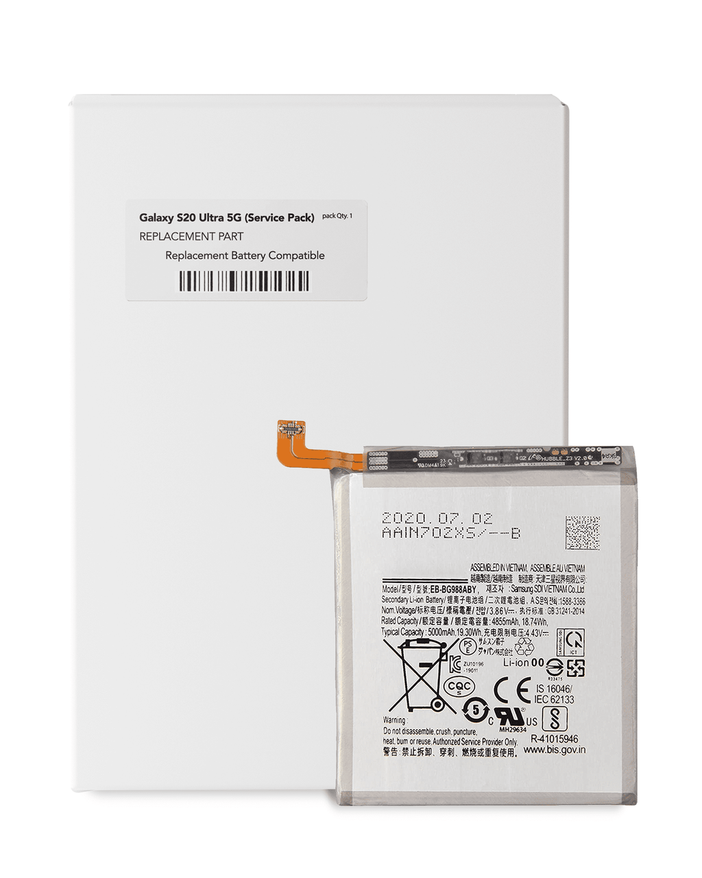 Replacement battery for Samsung Galaxy S20 Ultra 5G (EB-BG988ABY) (Service Pack)