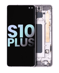 OLED-Display mit Rahmen für Samsung Galaxy S10 Plus (Service Pack) Ceramic White