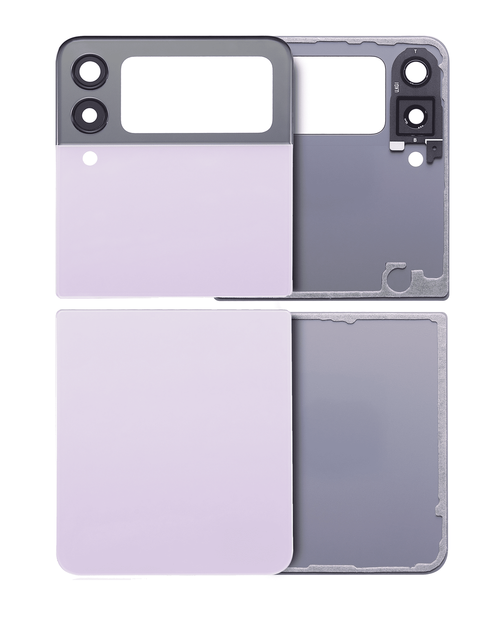 Upper and lower back cover with camera lens for Samsung Galaxy Z Flip 3 5G (Aftermarket Plus) (Lavender)