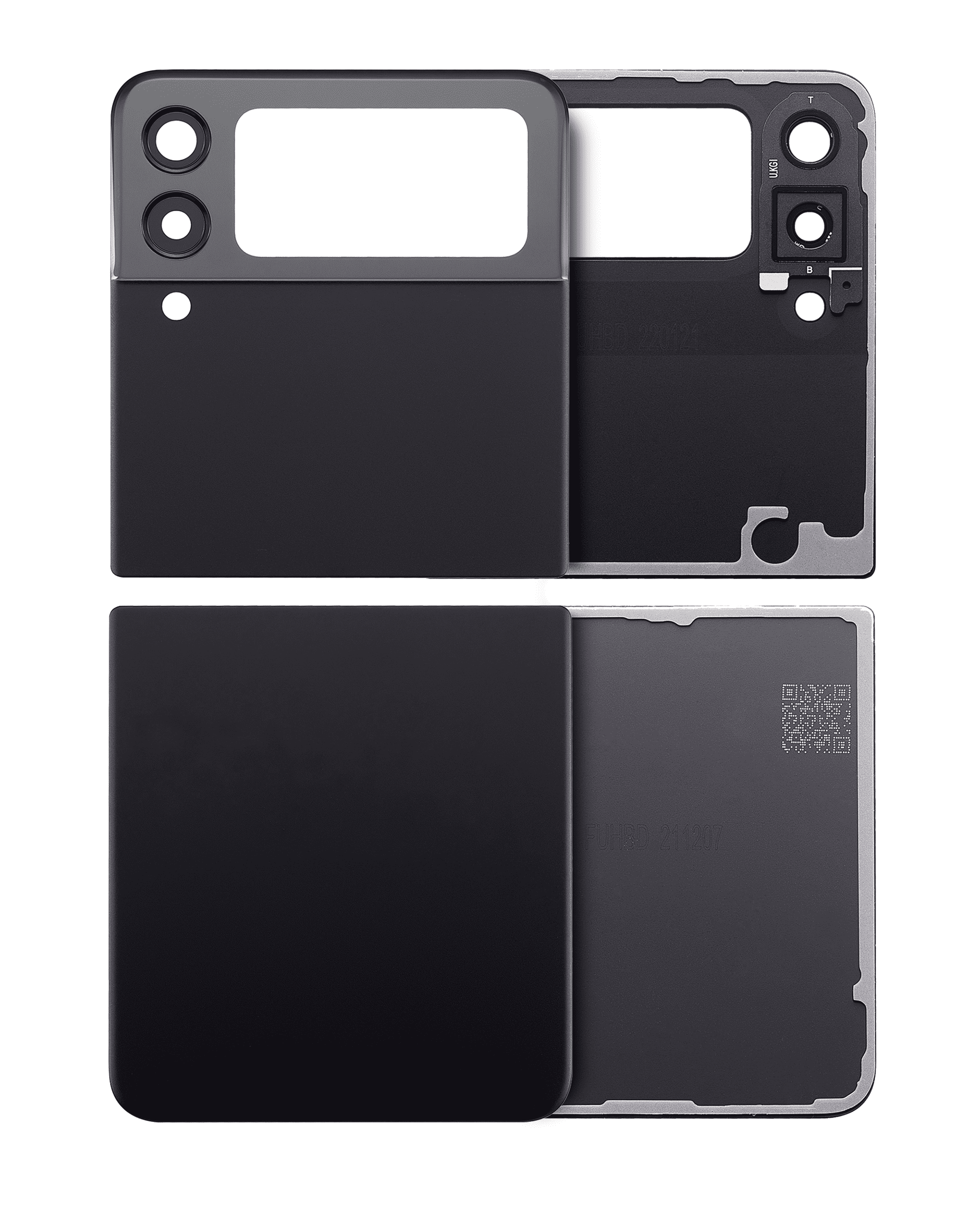 Samsung Galaxy Z Flip 3 Backcover Ober+Unter mit Kameralinse Schwarz Aftermarket