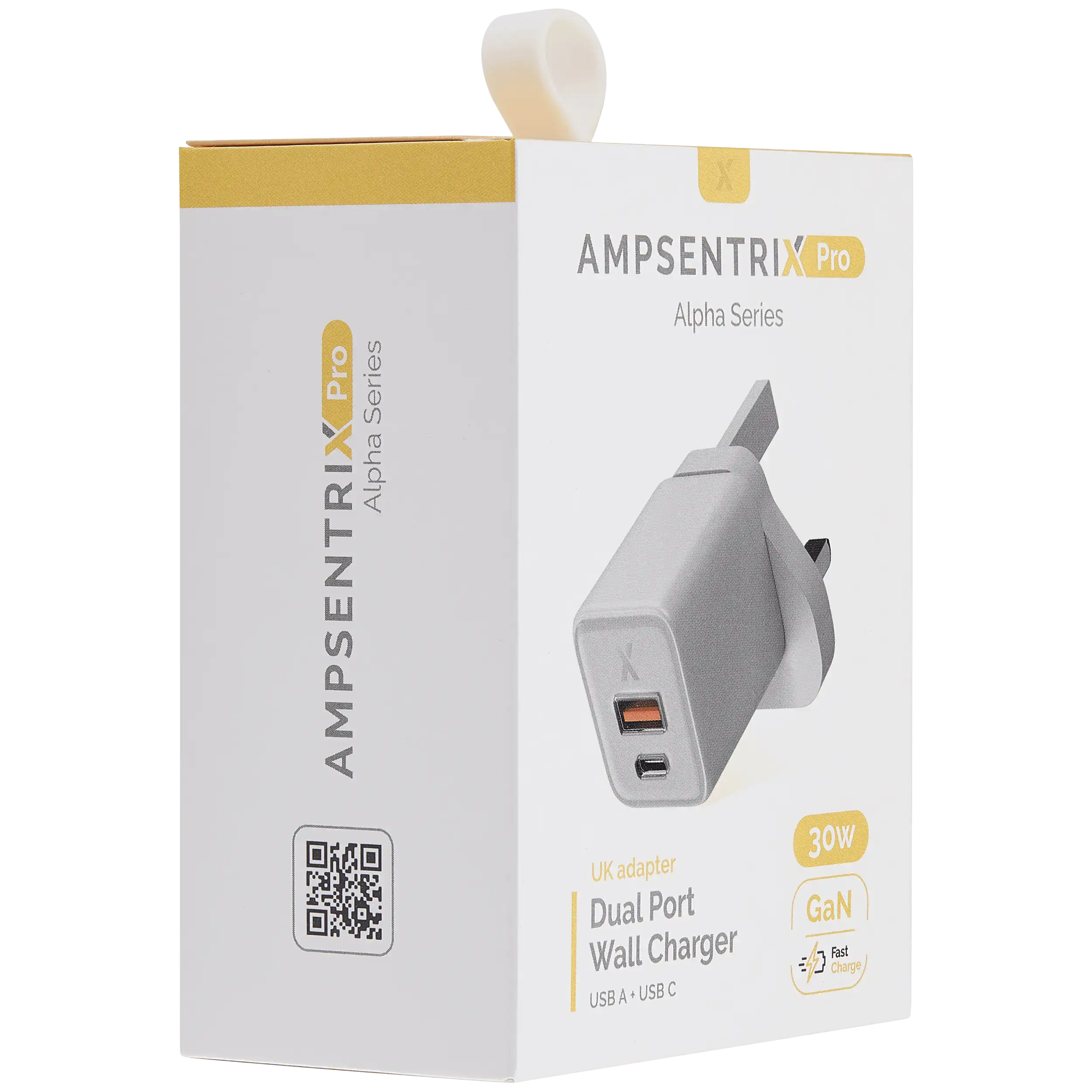 AmpSentrix 30W 2-in-1 USB-C / USB-A Wall Adapter (220V / UK Plug) (Natural Titanium)