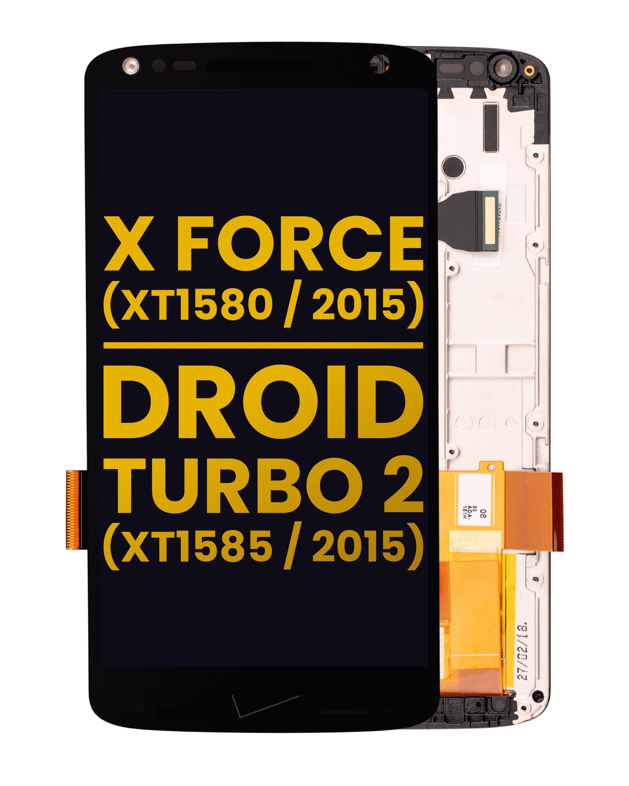 LCD mit Rahmen für Moto X Force & Droid Turbo 2 – Generalüberholt – Schwarz