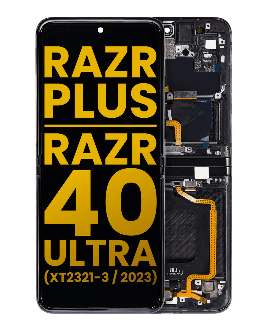 Inner OLED Display with Frame for Motorola Moto Razr Plus 2023 / Razr 40 Ultra (XT2321 / 2023) (Refurbished) (Infinite Black)