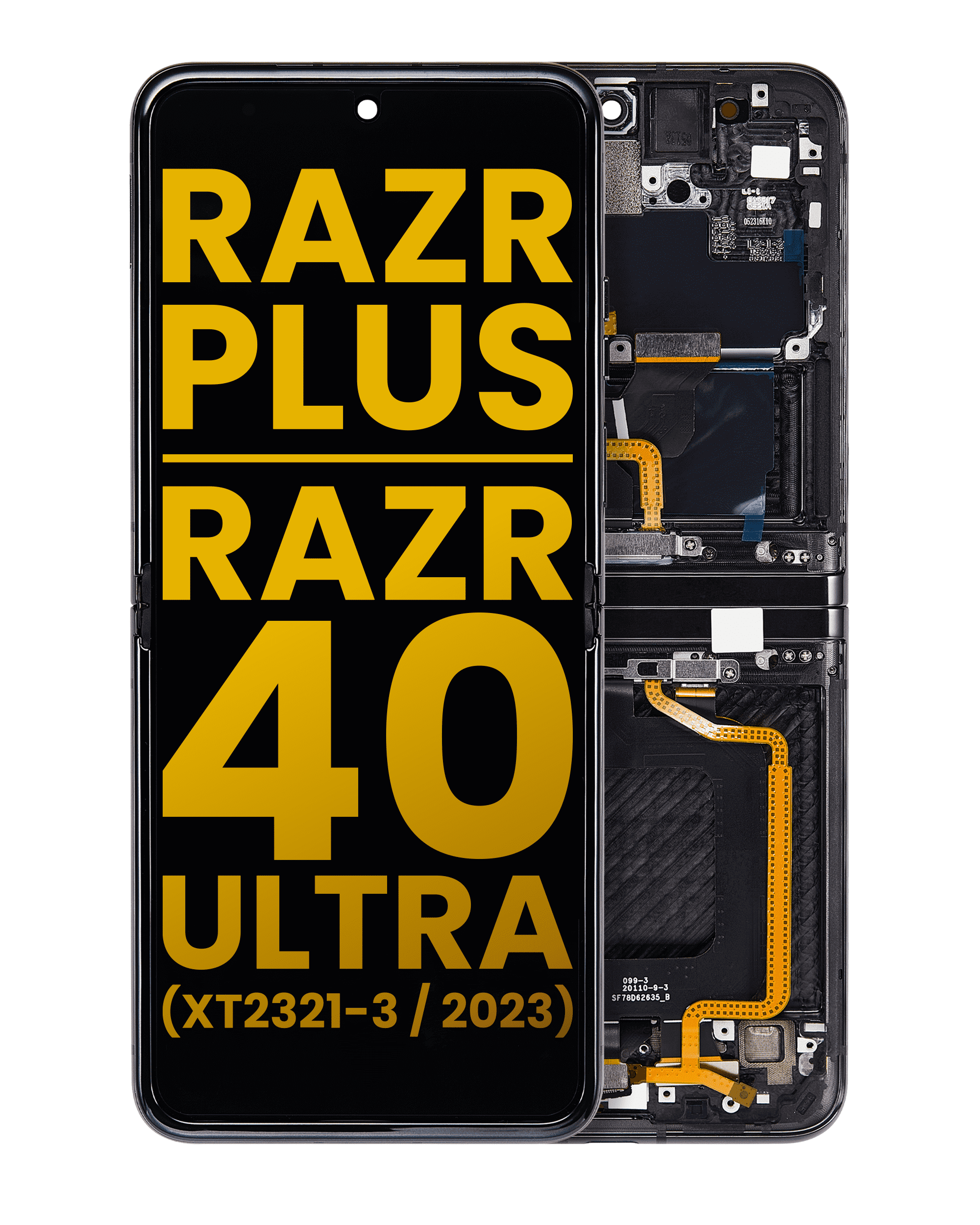 Inner OLED Display with Frame for Motorola Moto Razr Plus 2023 / Razr 40 Ultra (XT2321 / 2023) (Refurbished) (Infinite Black)
