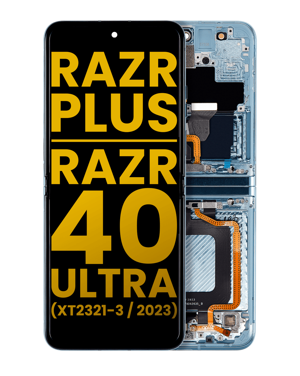 OLED-Display m. Rahmen f. Moto Razr Plus 2023 (Generalüberholt, Glacier Blue)