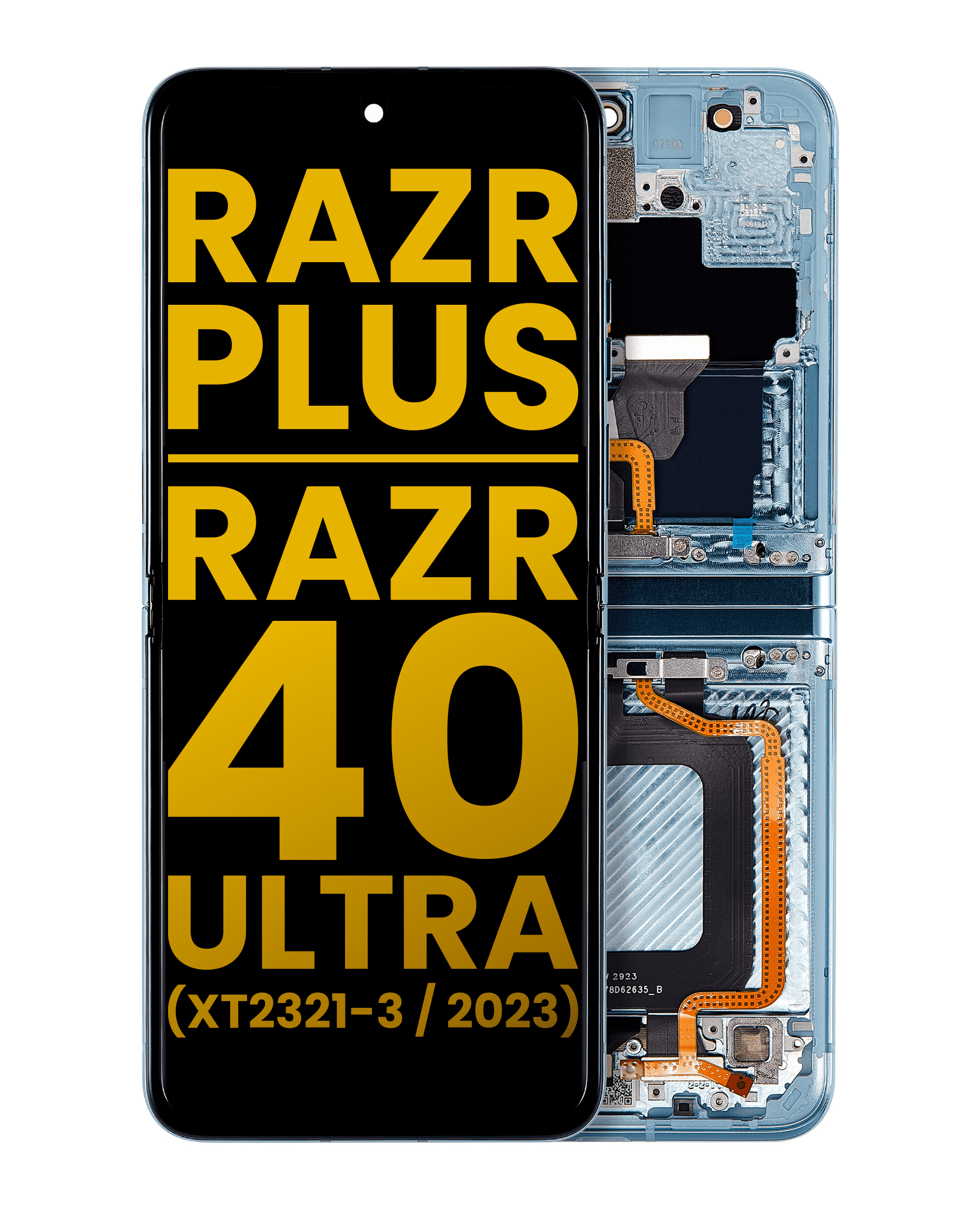 OLED-Display m. Rahmen f. Moto Razr Plus 2023 (Generalüberholt, Glacier Blue)