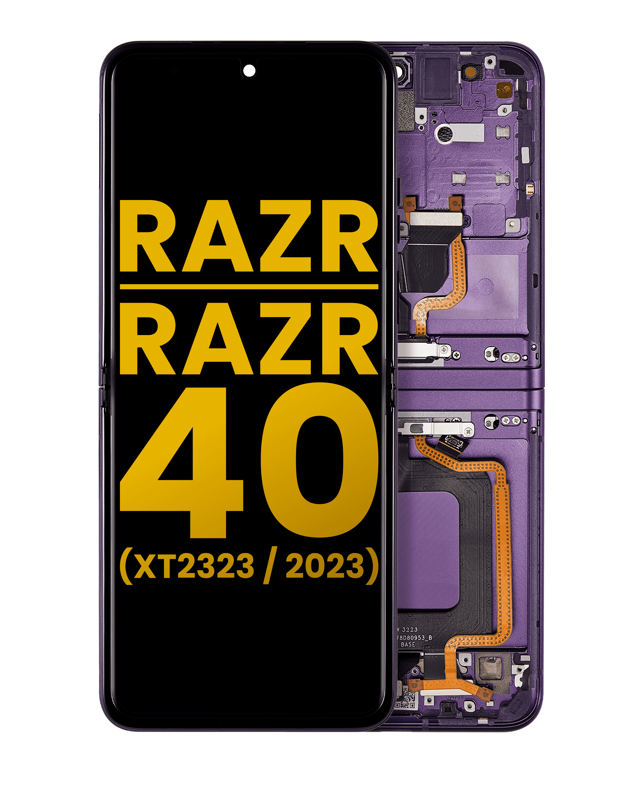Main OLED Display with Frame for Motorola Razr 2023 / Razr 40 (XT2323 / 2023) (Refurbished) (Summer Lilac)