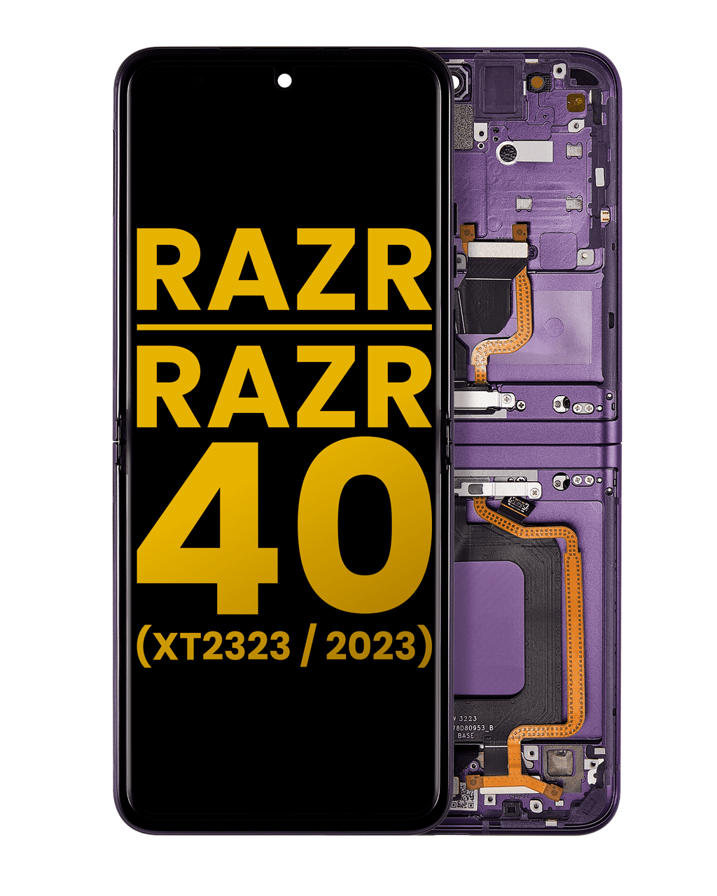 Main OLED Display with Frame for Motorola Razr 2023 / Razr 40 (XT2323 / 2023) (Refurbished) (Summer Lilac)