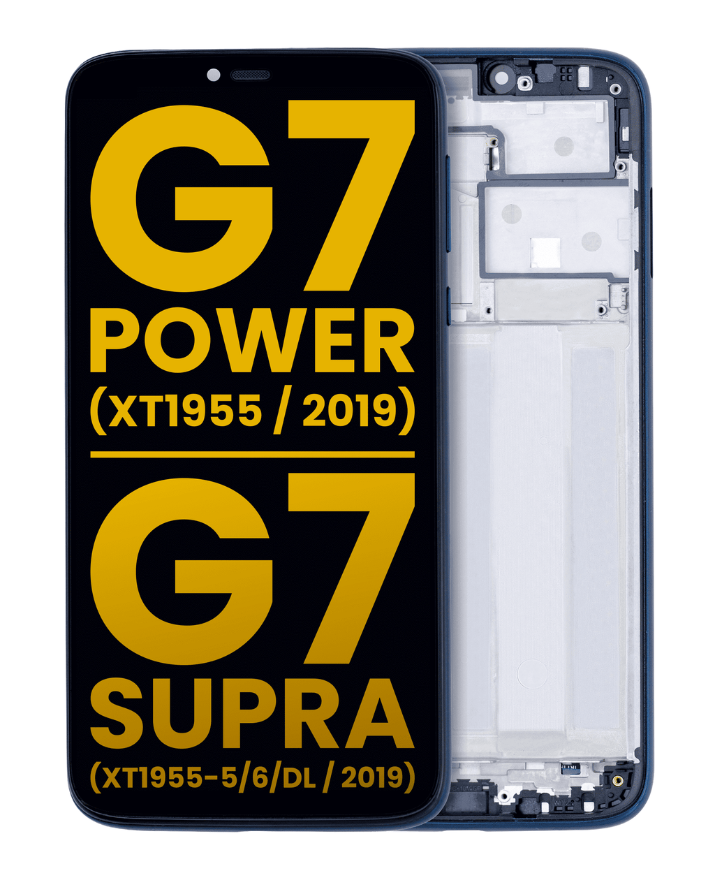 LCD-Display mit Rahmen für Moto G7 Power/Supra Refurbished Marine Blue