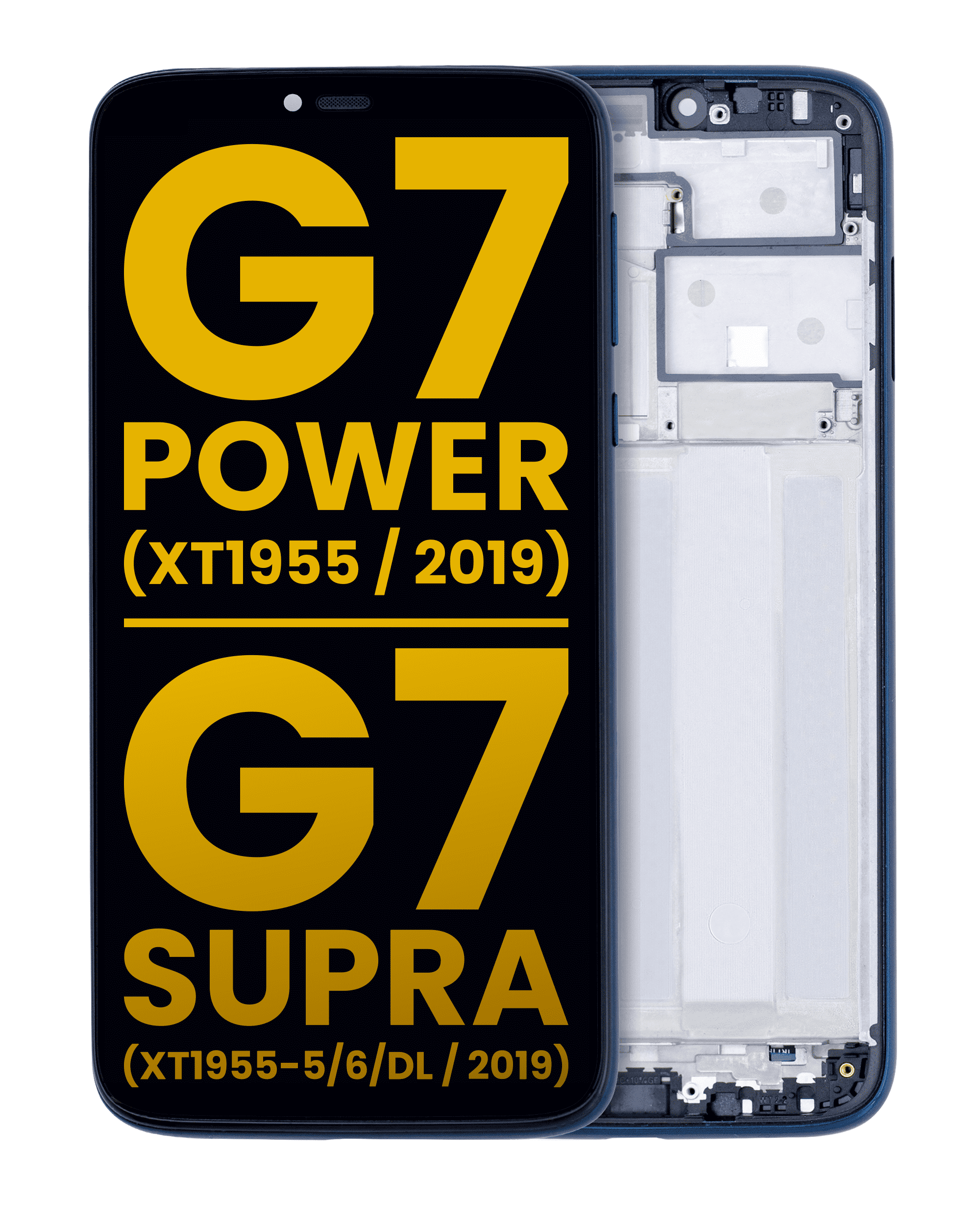 LCD-Display mit Rahmen für Moto G7 Power/Supra Refurbished Marine Blue