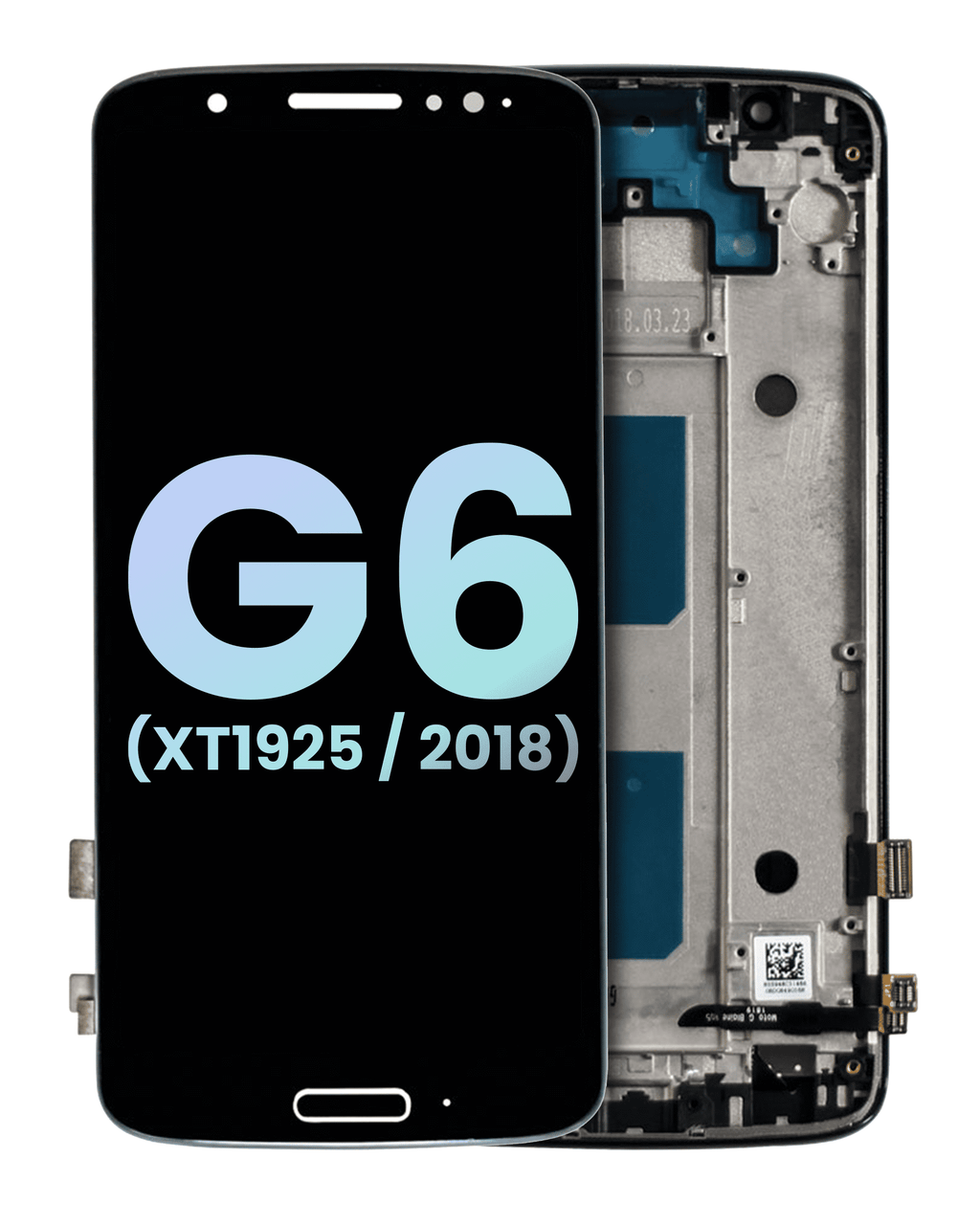 LCD-Display mit Rahmen für Motorola Moto G6 (XT1925 / 2018) (Genuine OEM) (Schwarz)