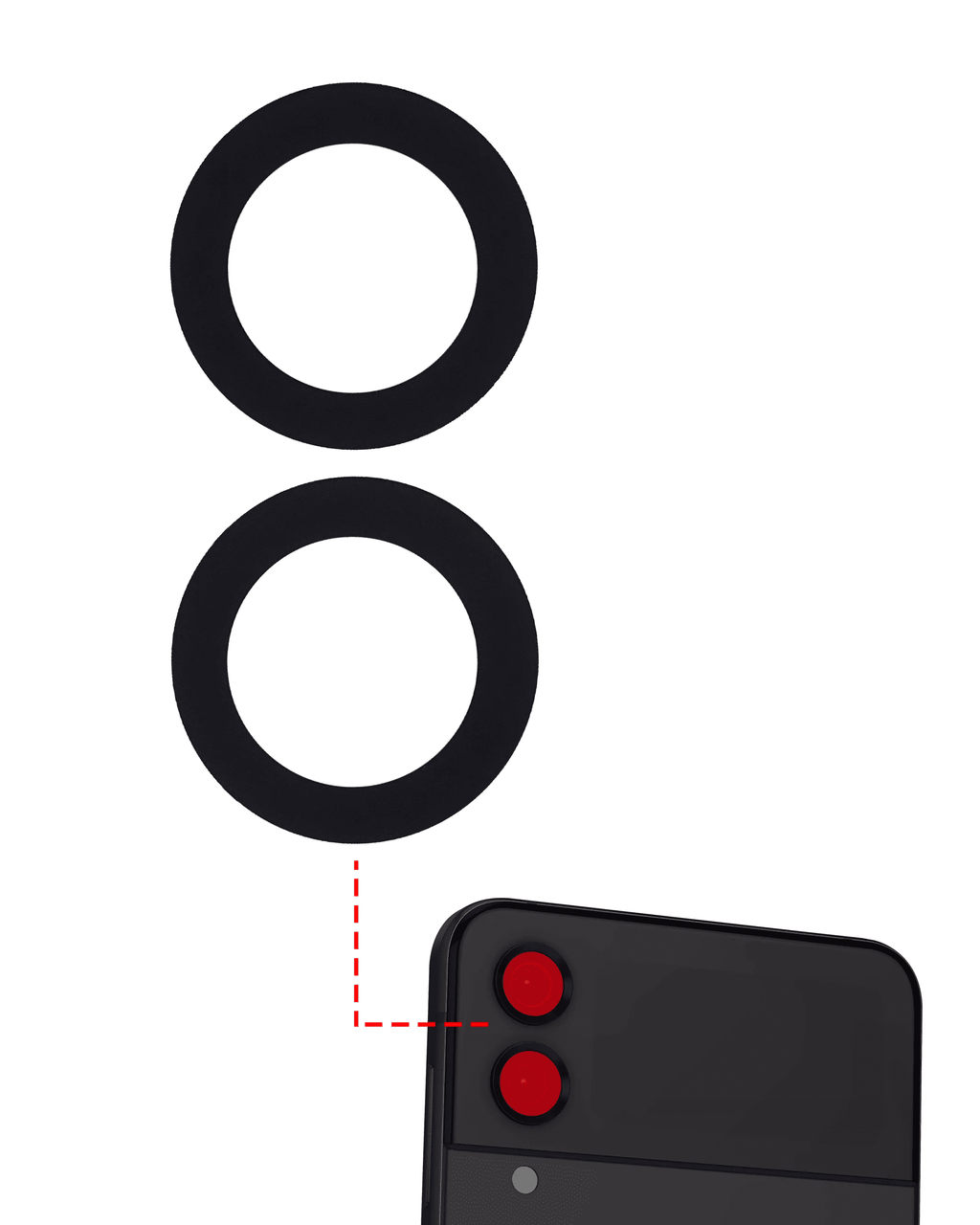Rear Camera Glass with Adhesive for Samsung Galaxy Z Flip 4 (F721) (10-Pack)