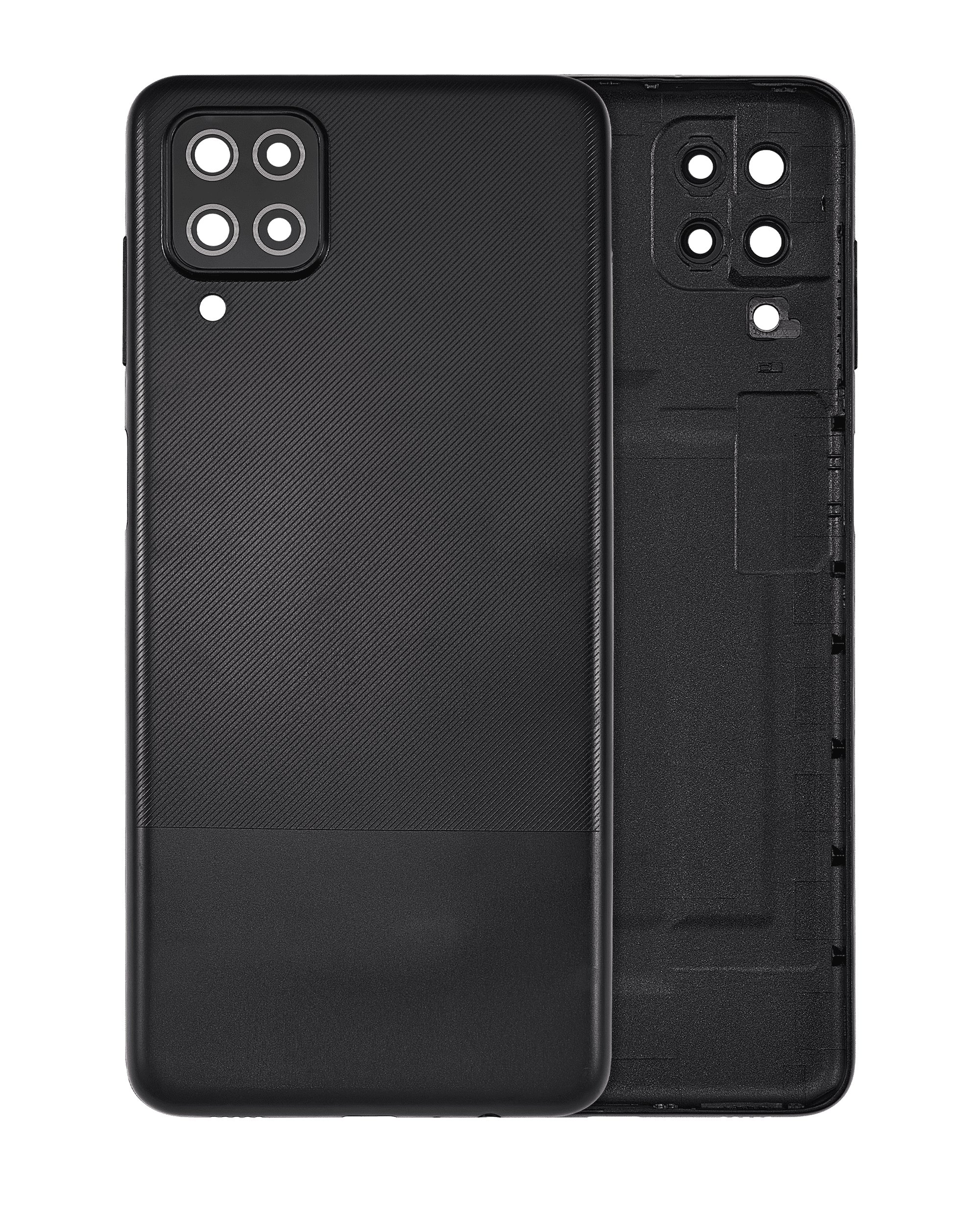 Backcover mit Kameralinse f. Samsung A12 (Aftermarket Plus) Schwarz