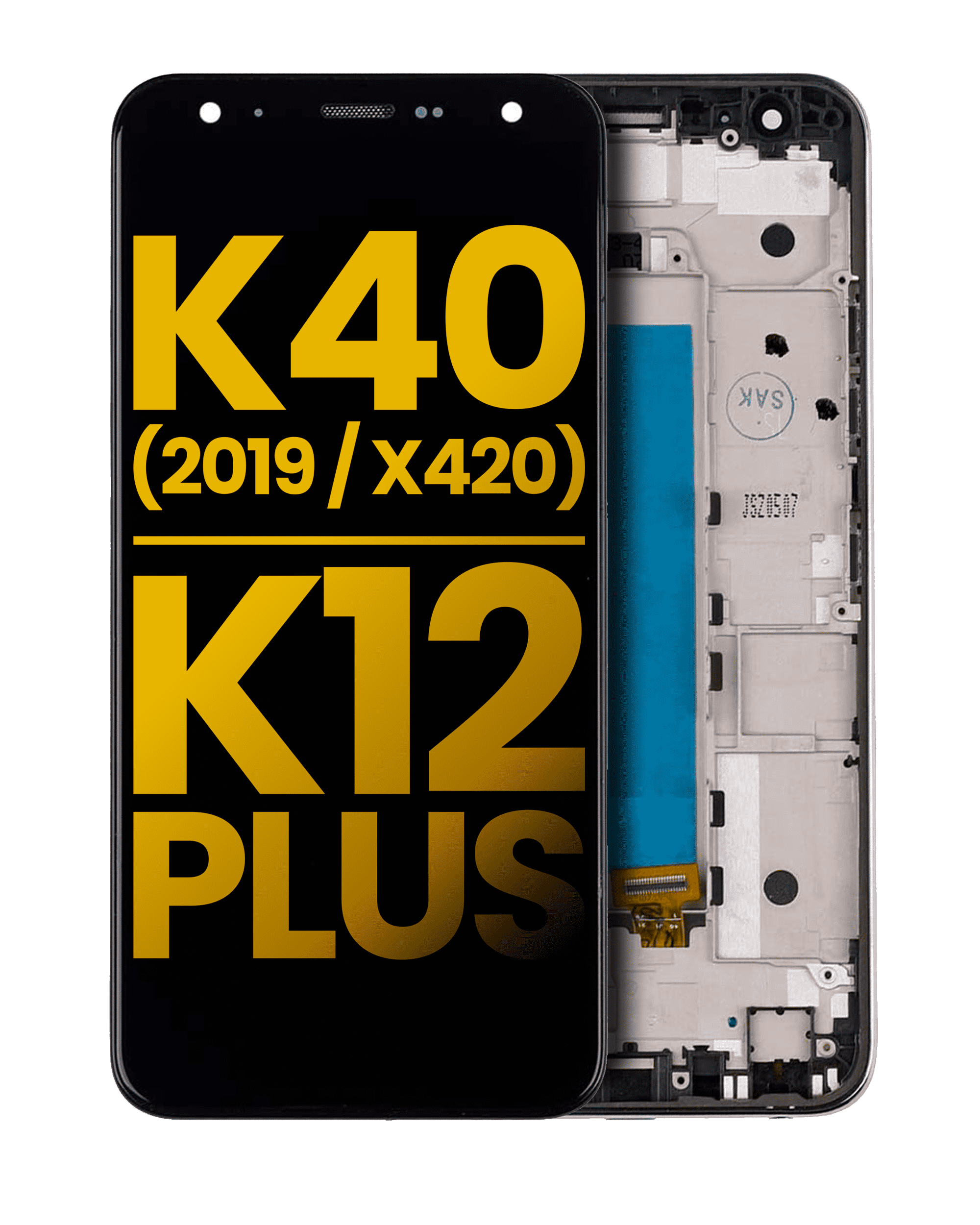 LCD Display with Frame for LG K40 (2019/X420) / K12 Plus (Refurbished) – Moroccan Blue