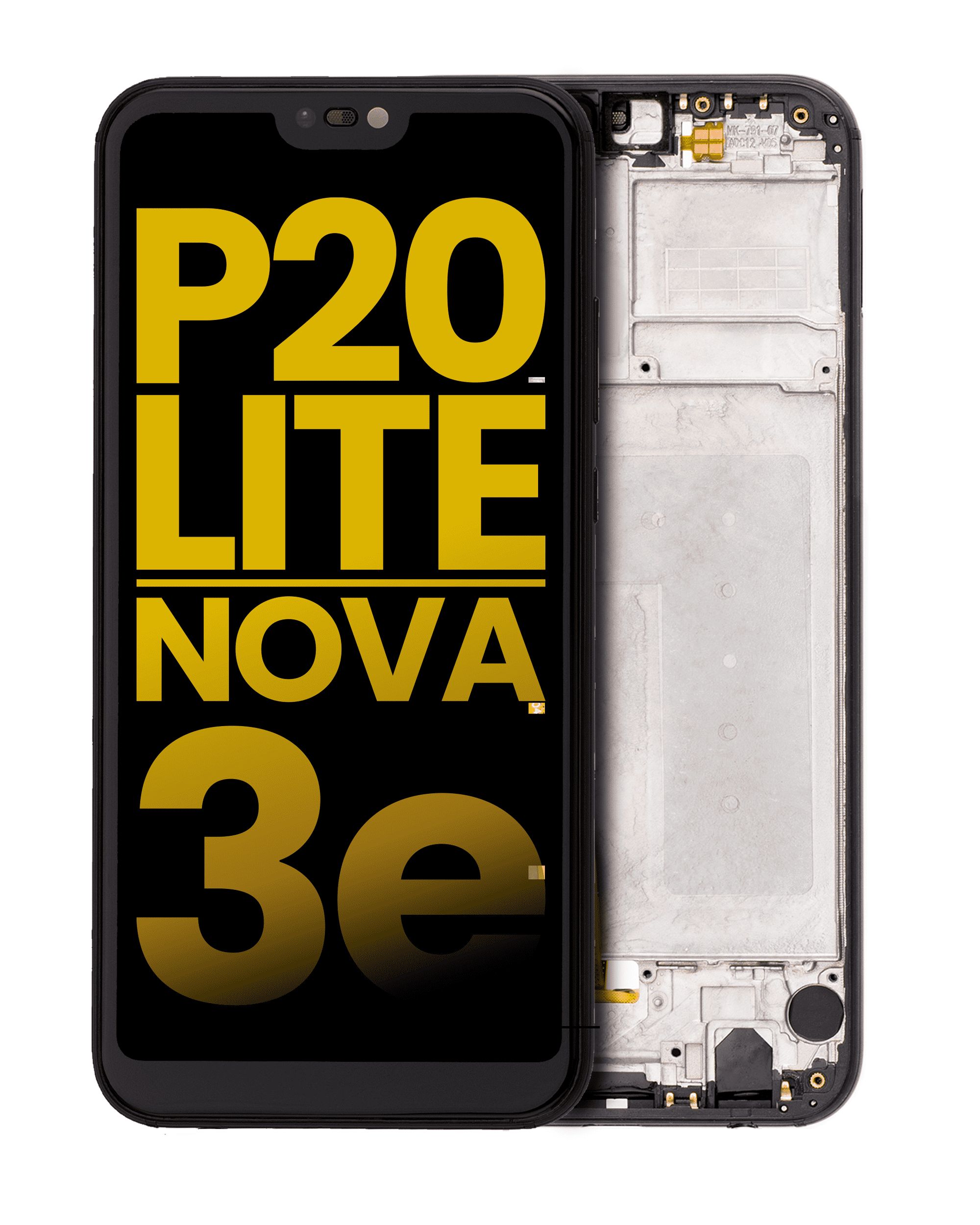 LCD-Display mit Rahmen für Huawei P20 Lite / Nova 3e (Refurbished) (Schwarz)