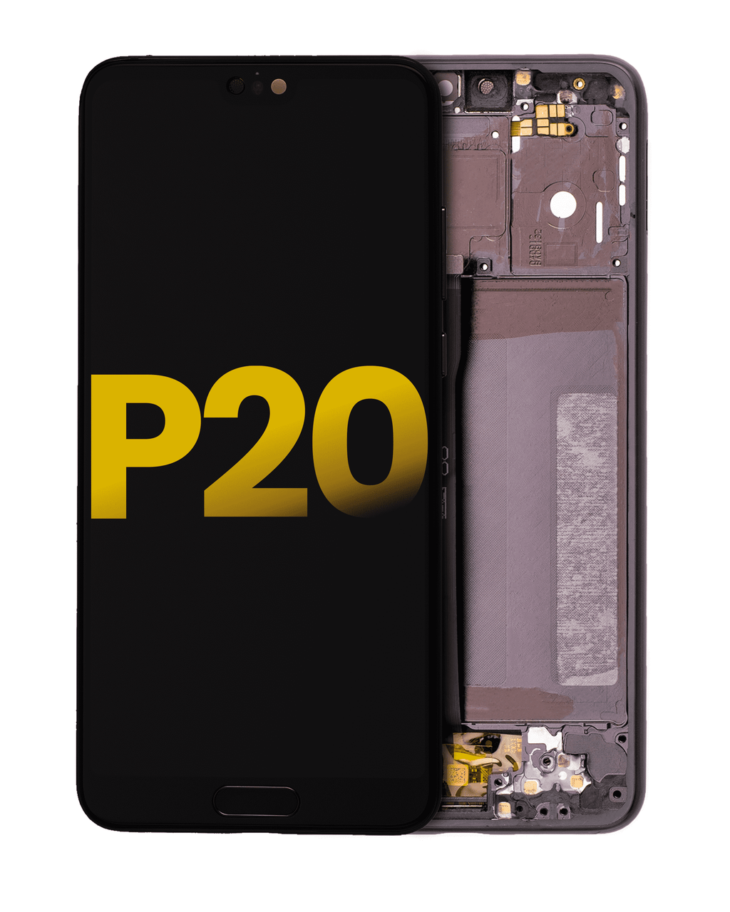 LCD-Modul mit Rahmen für Huawei P20 (Refurbished) (Schwarz)