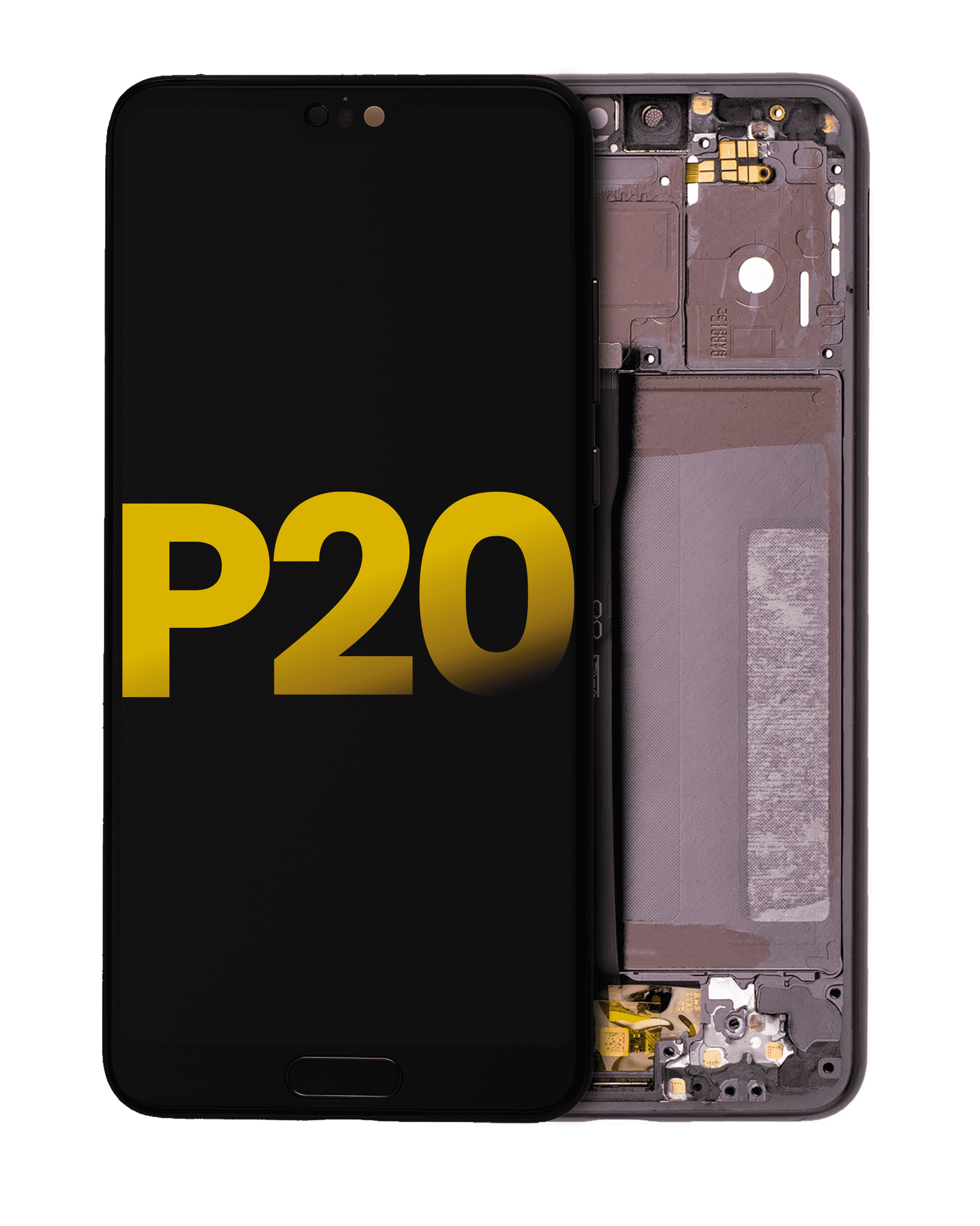 LCD-Modul mit Rahmen für Huawei P20 (Refurbished) (Schwarz)