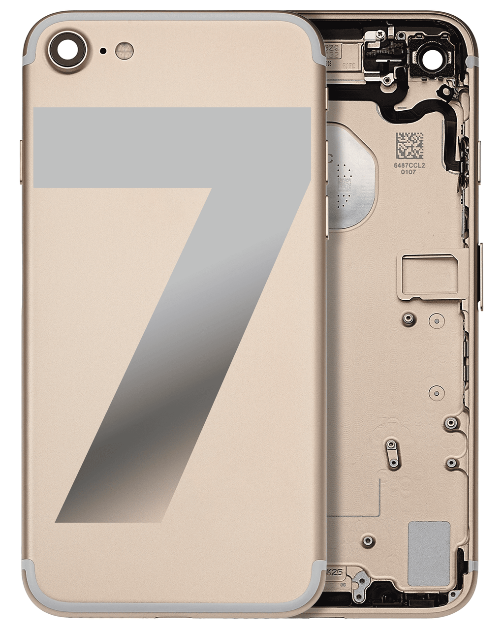 Back cover/frame with pre-assembled small parts for iPhone 7 (used OEM removal, Quality A, Gold)