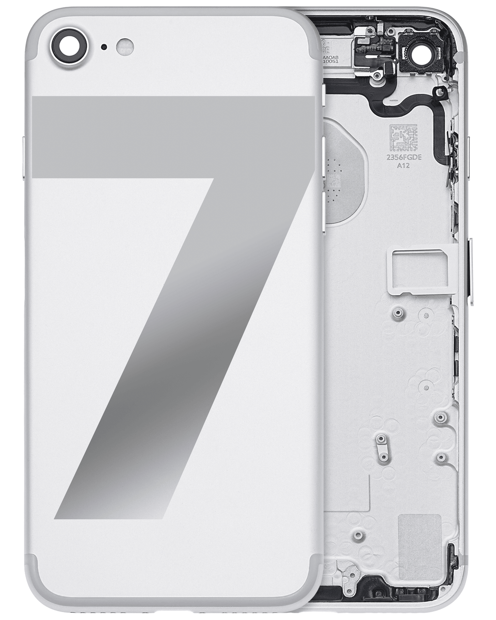 Back Cover/Frame with pre-installed small parts for iPhone 7 (used OEM removal, Grade A) (Silver)