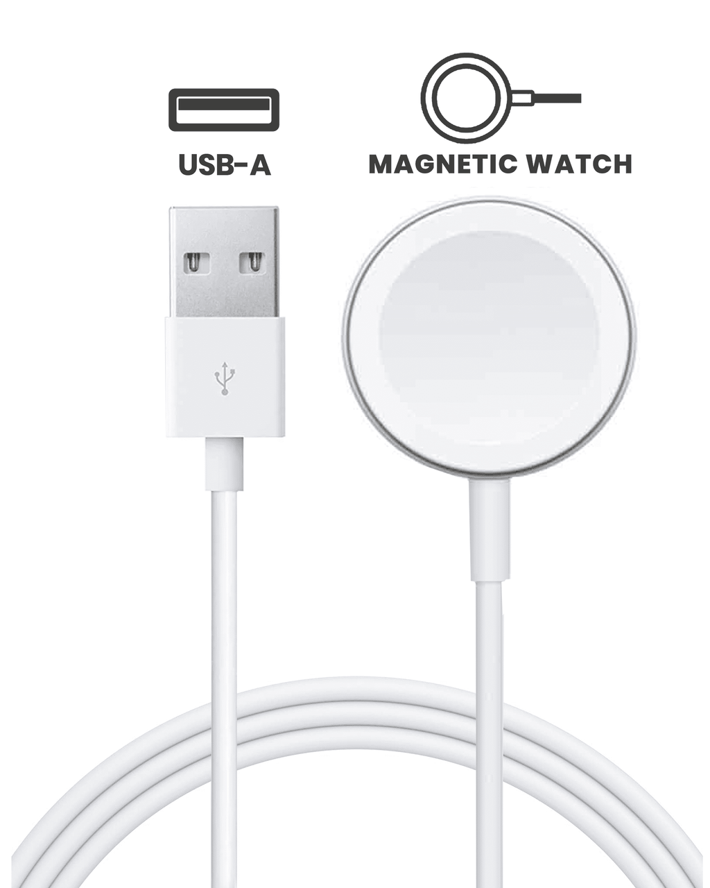 USB-A Magnetisches Ladekabel für Apple Watch 1m gebrauchter OEM-Ausbau, Qualität A Mengenpackung