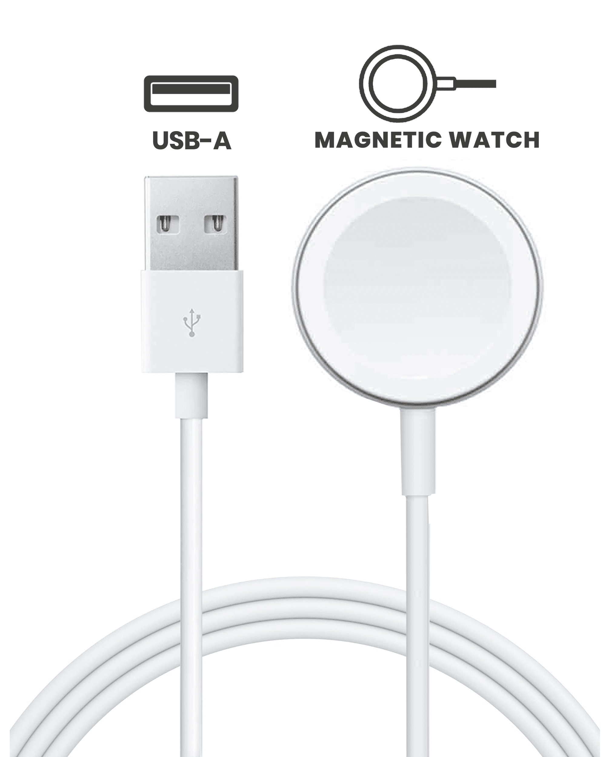 USB-A Magnetisches Ladekabel für Apple Watch 1m gebrauchter OEM-Ausbau, Qualität A Mengenpackung