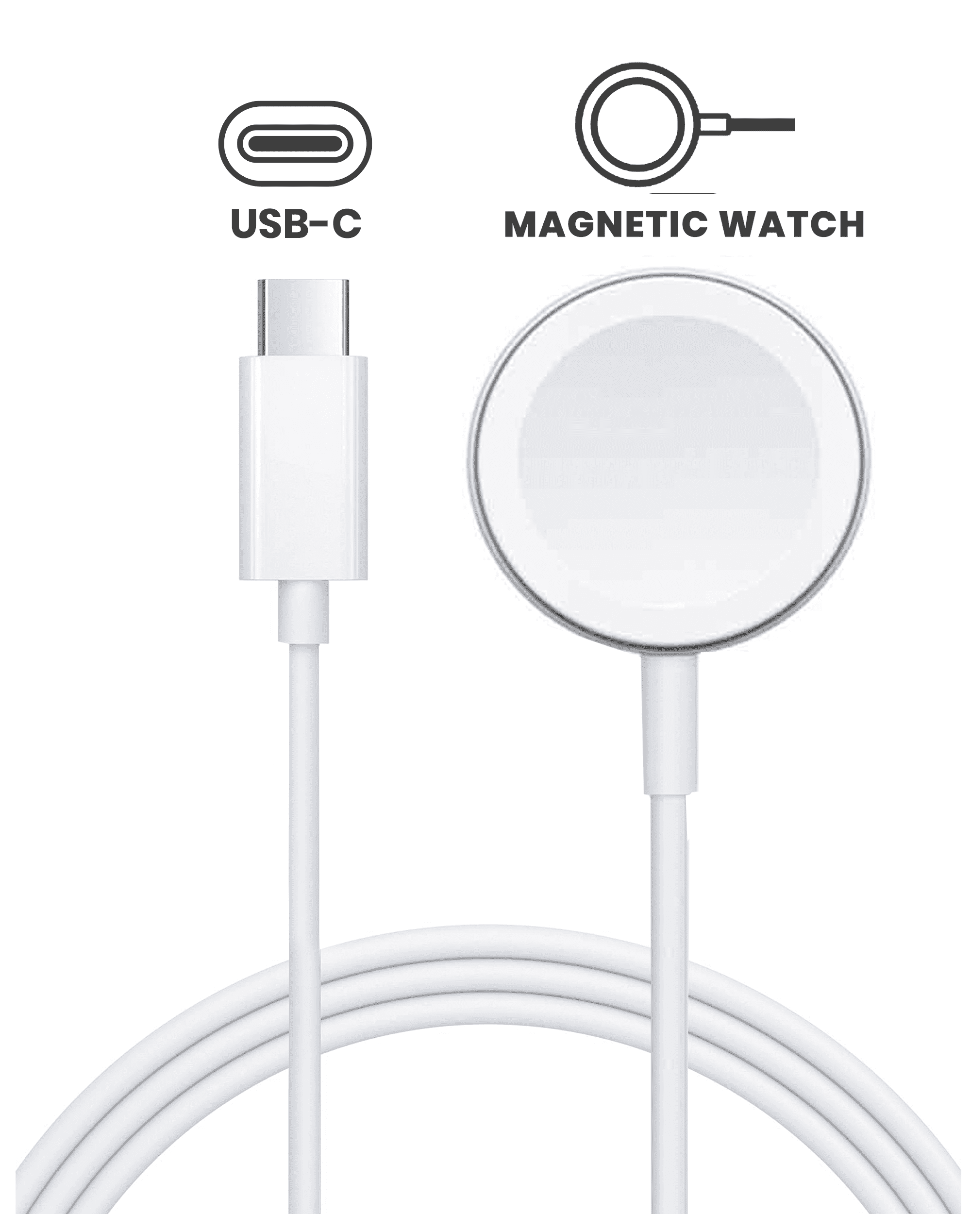USB-C Magnetic Charging Cable for all Apple Watch Series (1 m / 3.3 ft) (used OEM removal, Grade A) (Bulk Pack)
