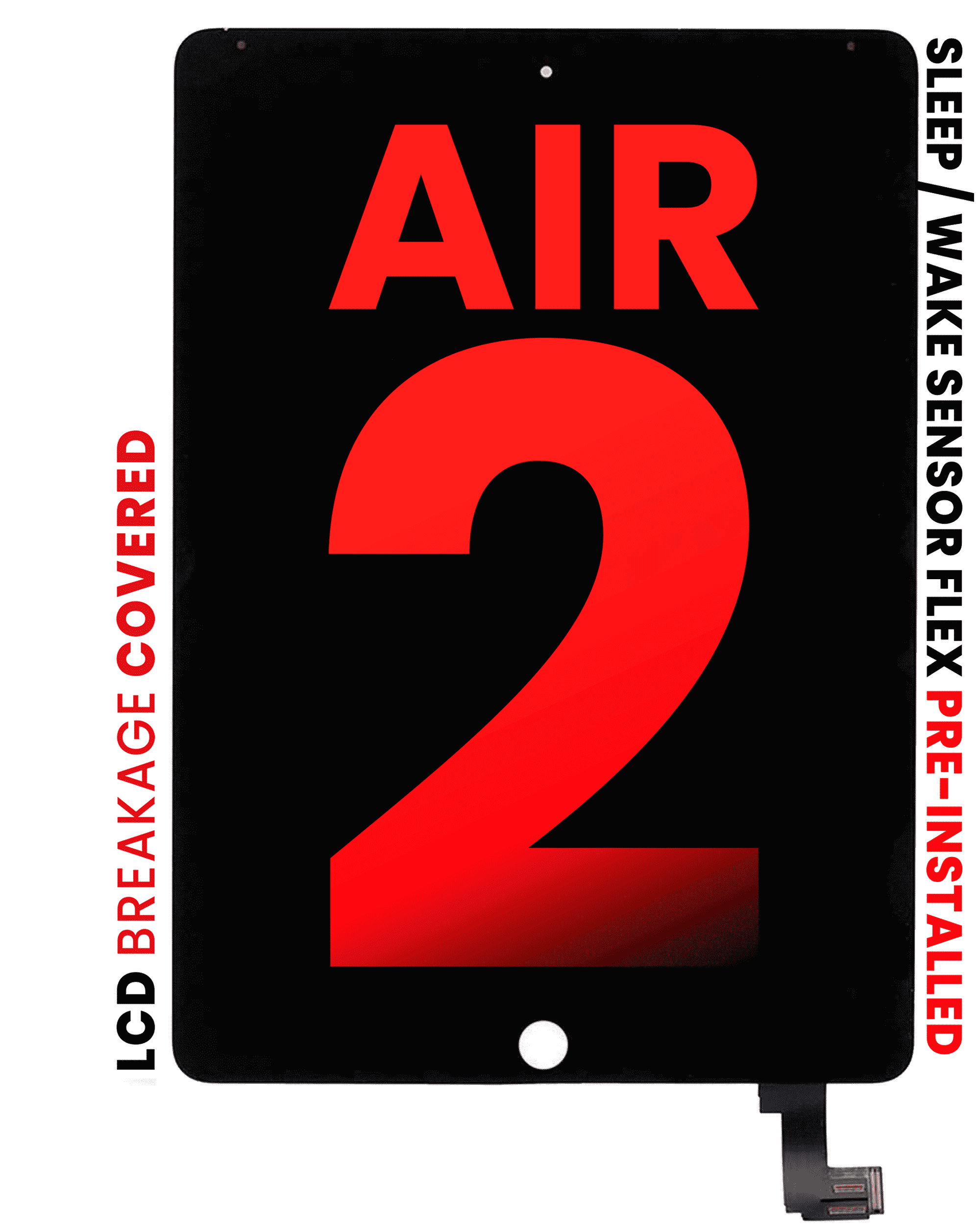 LCD Display with Digitizer for iPad Air 2 (Sleep/Wake Sensor Flex Pre-installed) (Aftermarket Pro: XO7-2) (Black)