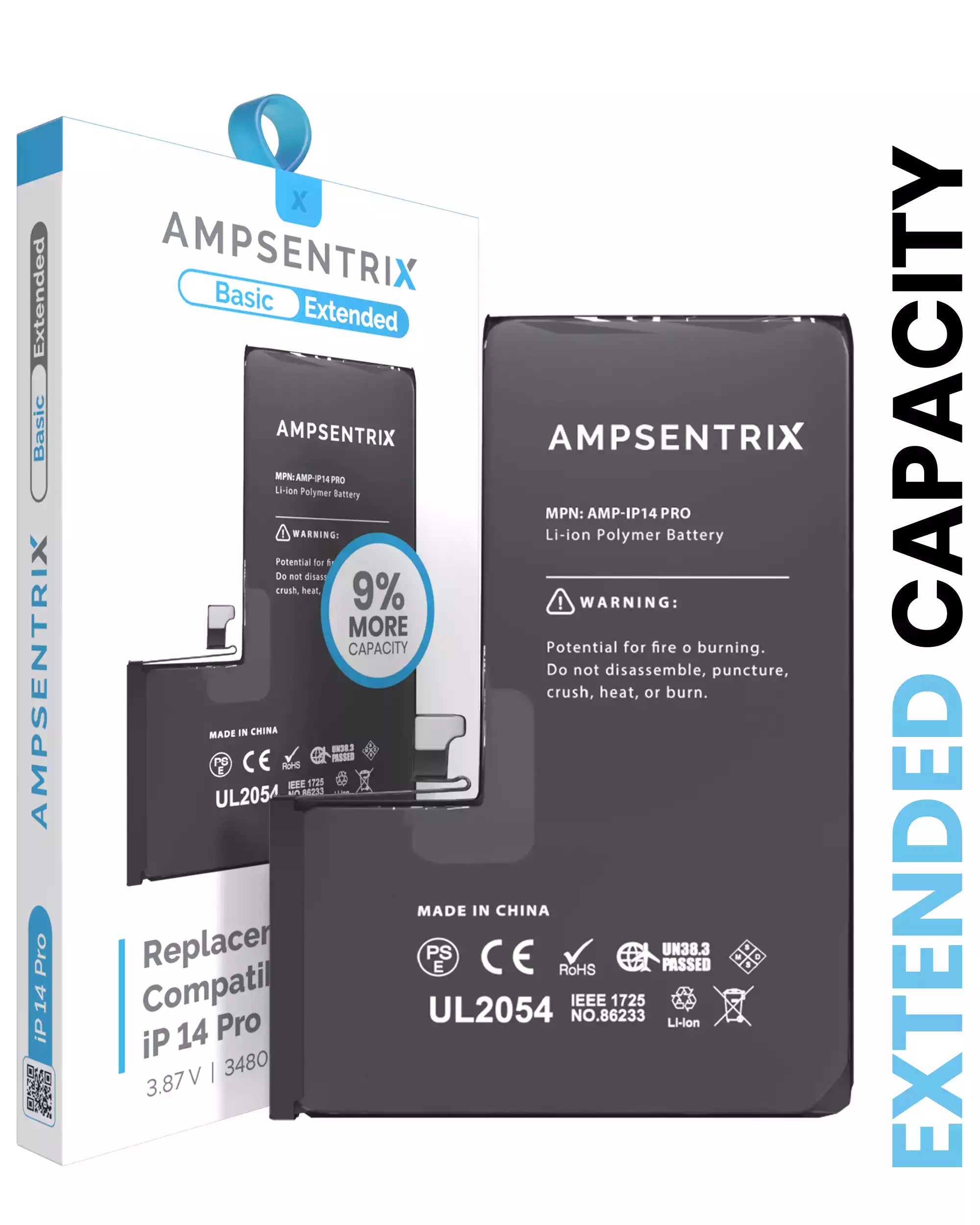 Ersatzbatterie für iPhone 14 Pro (AmpSentrix Basic Extended)